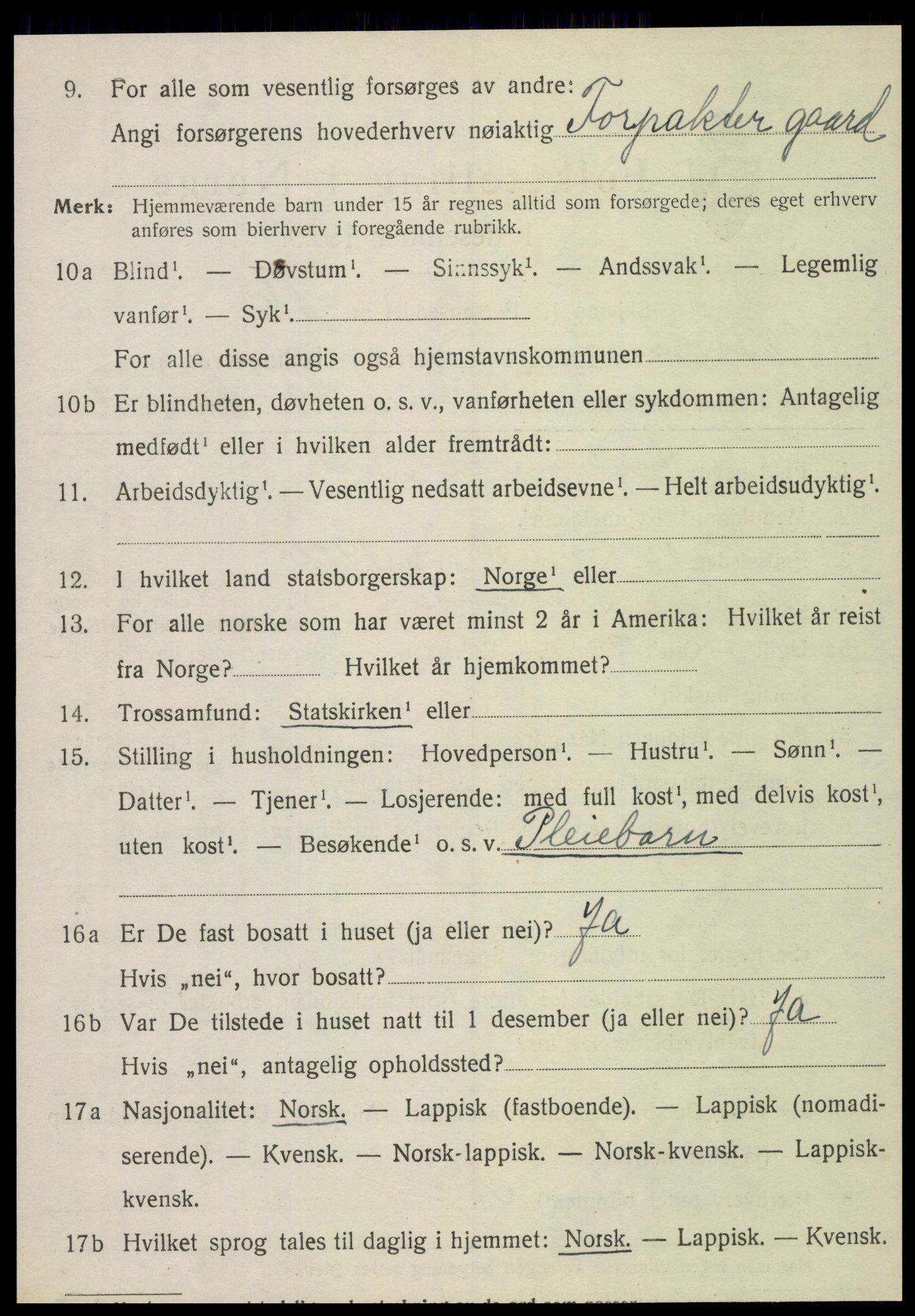 SAT, 1920 census for Brønnøy, 1920, p. 7043