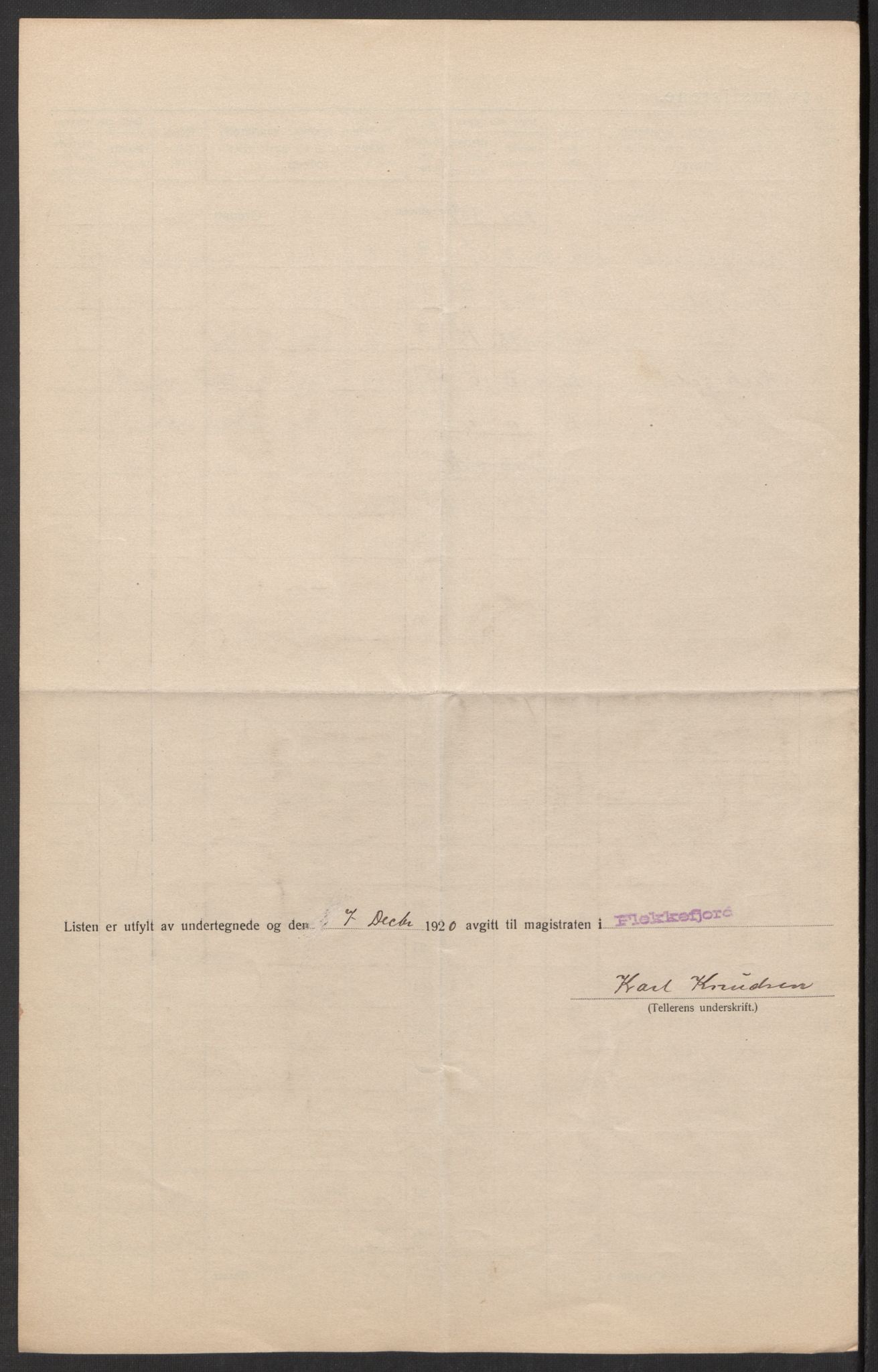 SAK, 1920 census for Flekkefjord, 1920, p. 21