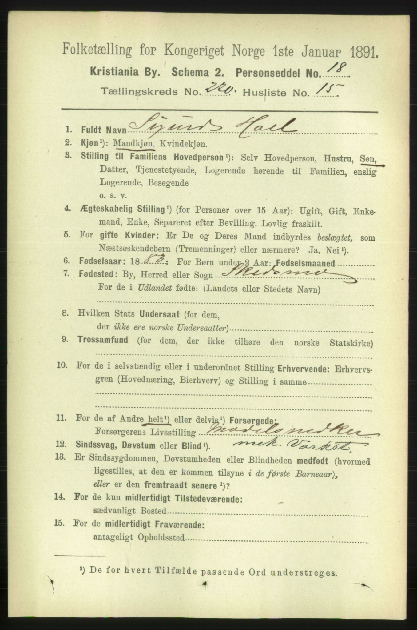 RA, 1891 census for 0301 Kristiania, 1891, p. 131416