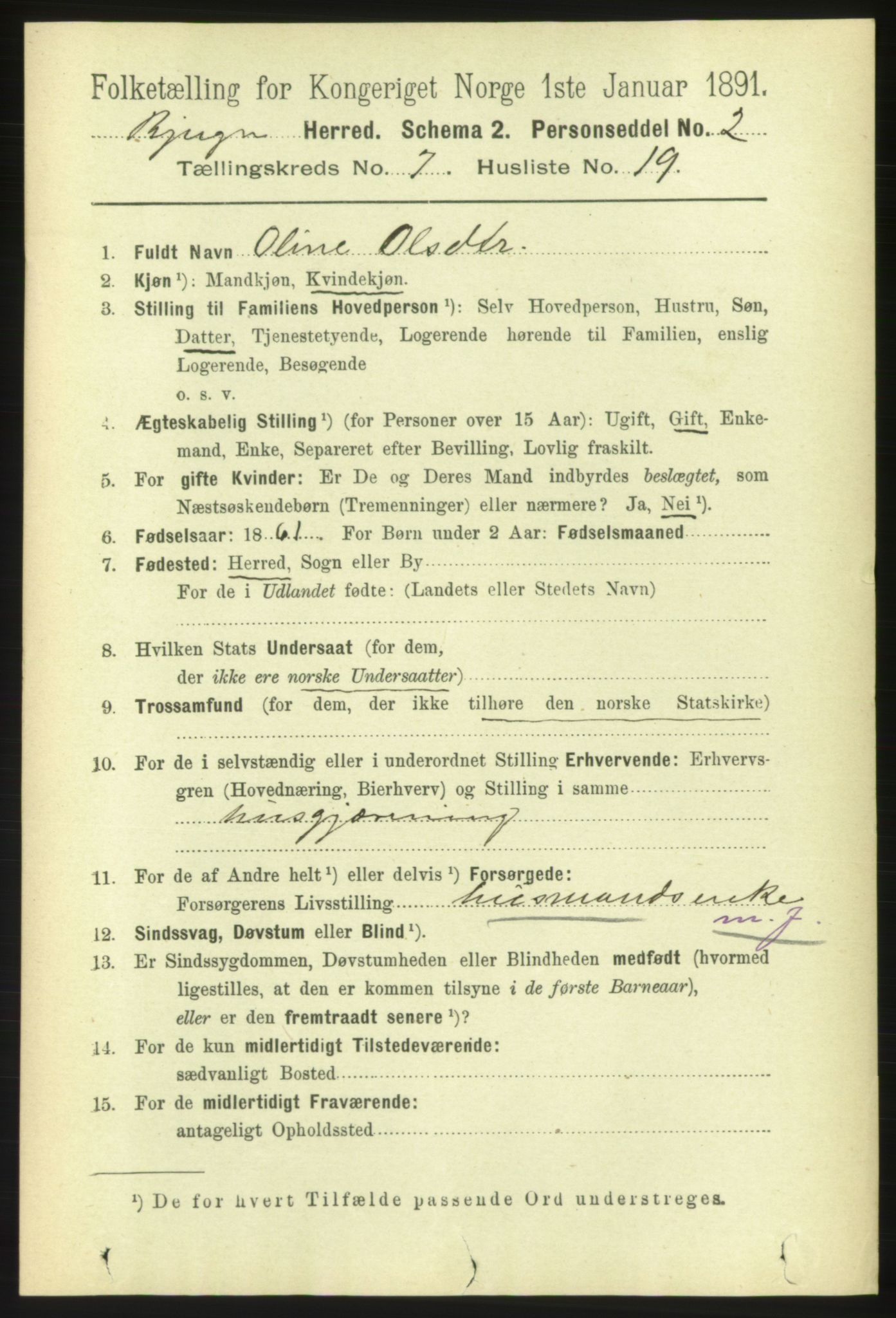 RA, 1891 census for 1627 Bjugn, 1891, p. 1953