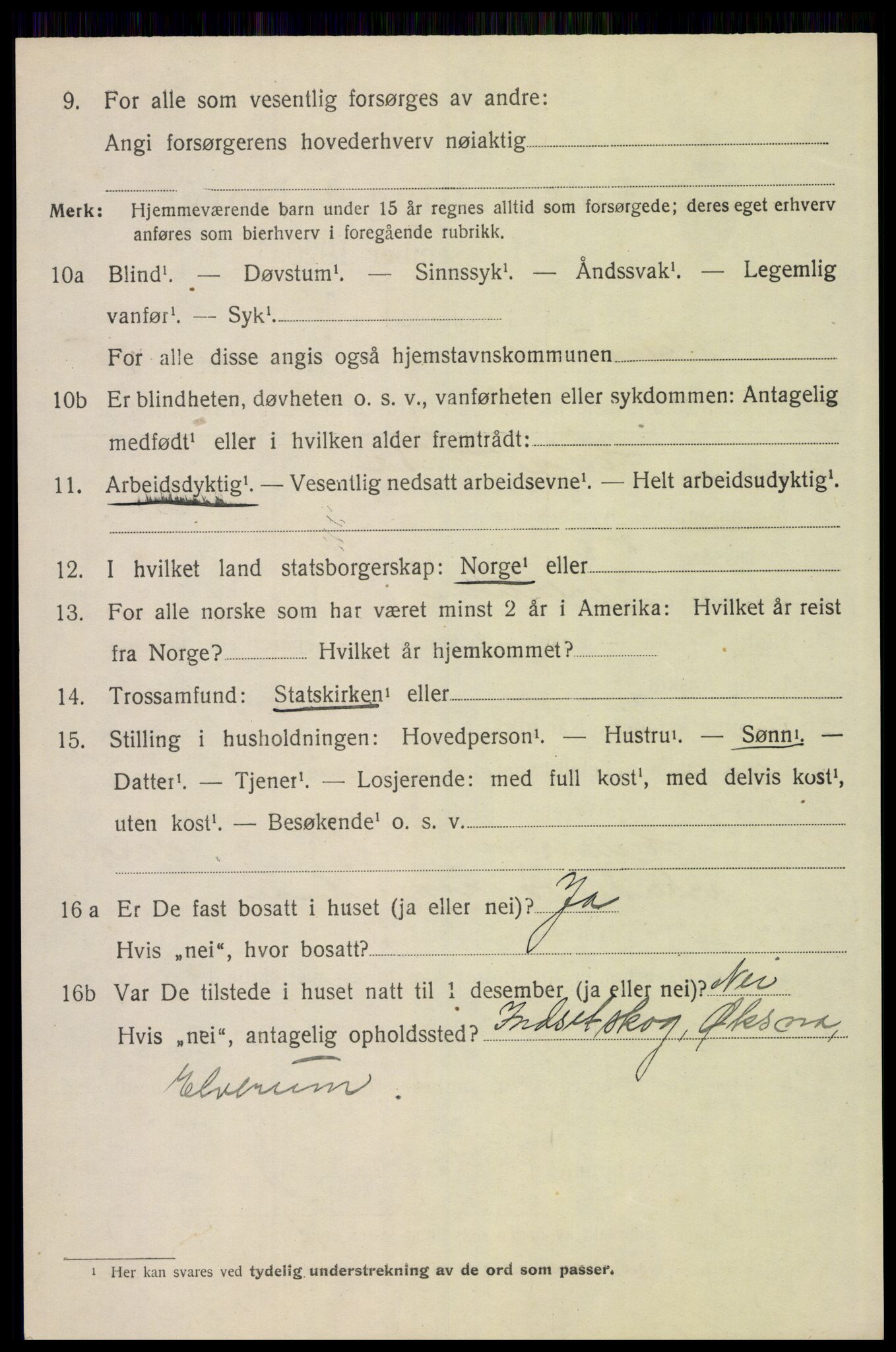 SAH, 1920 census for Elverum, 1920, p. 26445