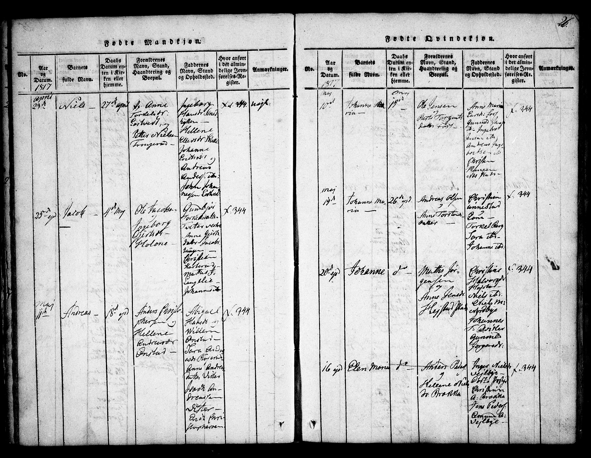 Skiptvet prestekontor Kirkebøker, AV/SAO-A-20009/F/Fa/L0005: Parish register (official) no. 5, 1814-1838, p. 26