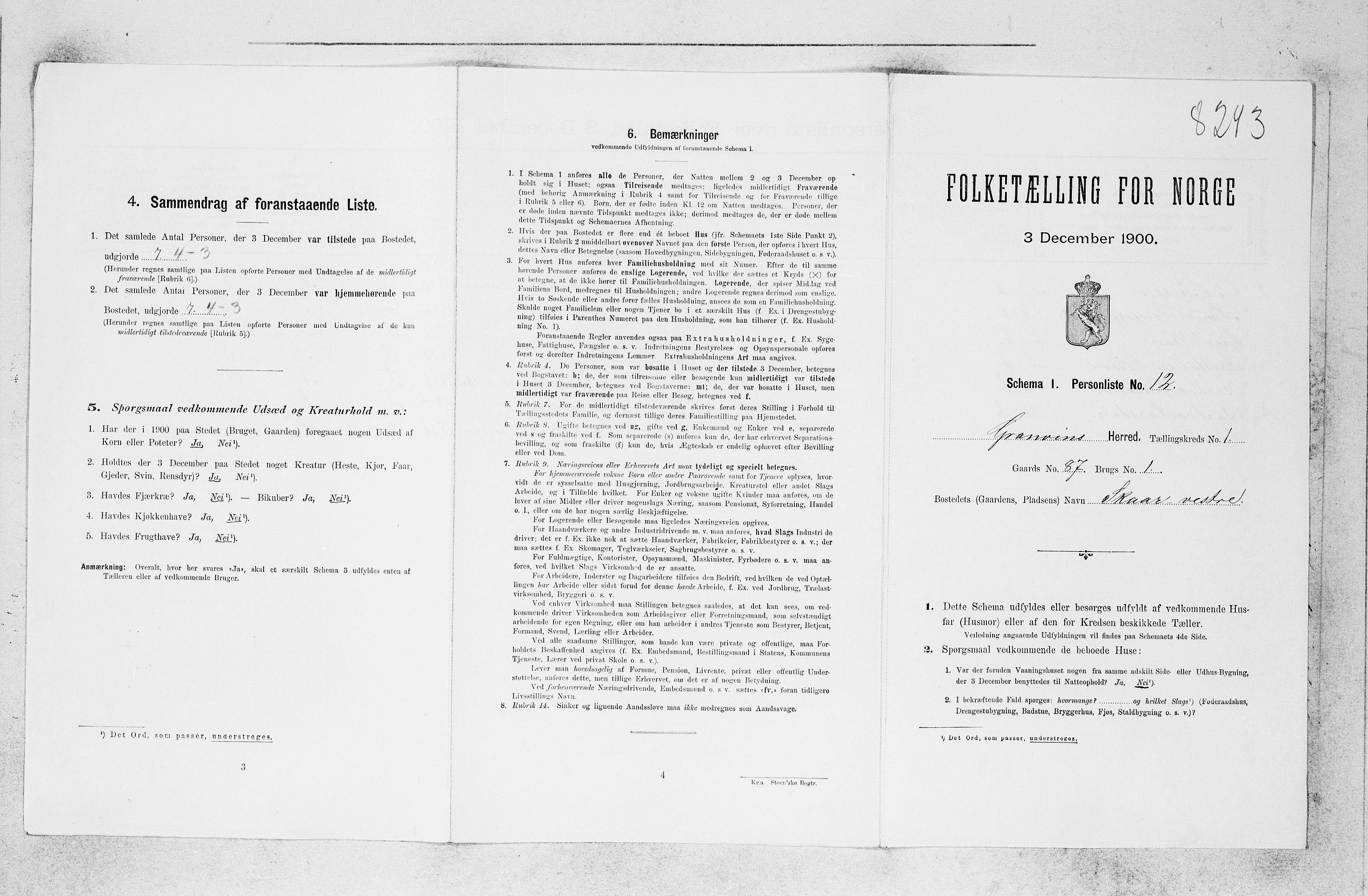 SAB, 1900 census for Granvin, 1900, p. 34