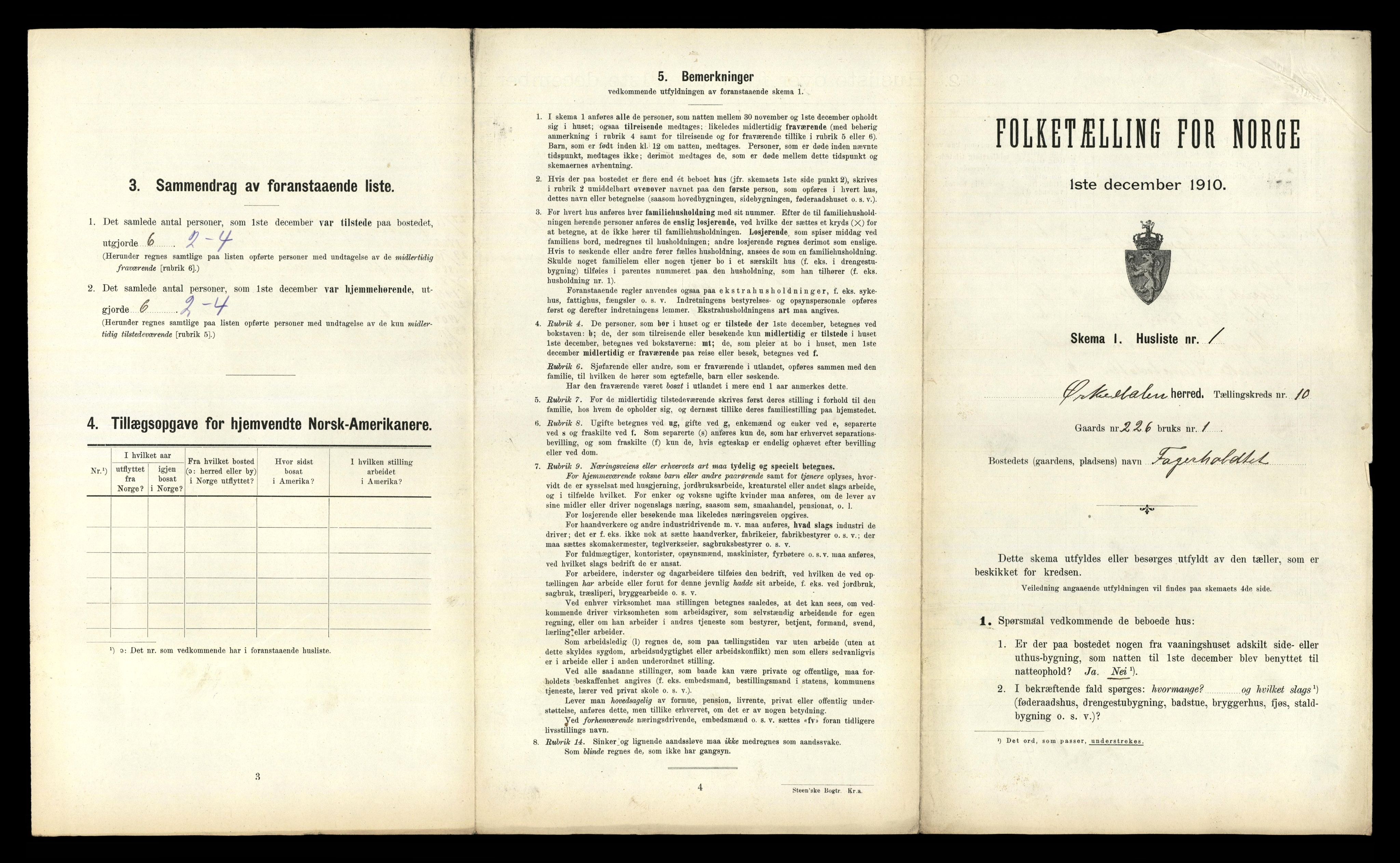 RA, 1910 census for Orkdal, 1910, p. 2013