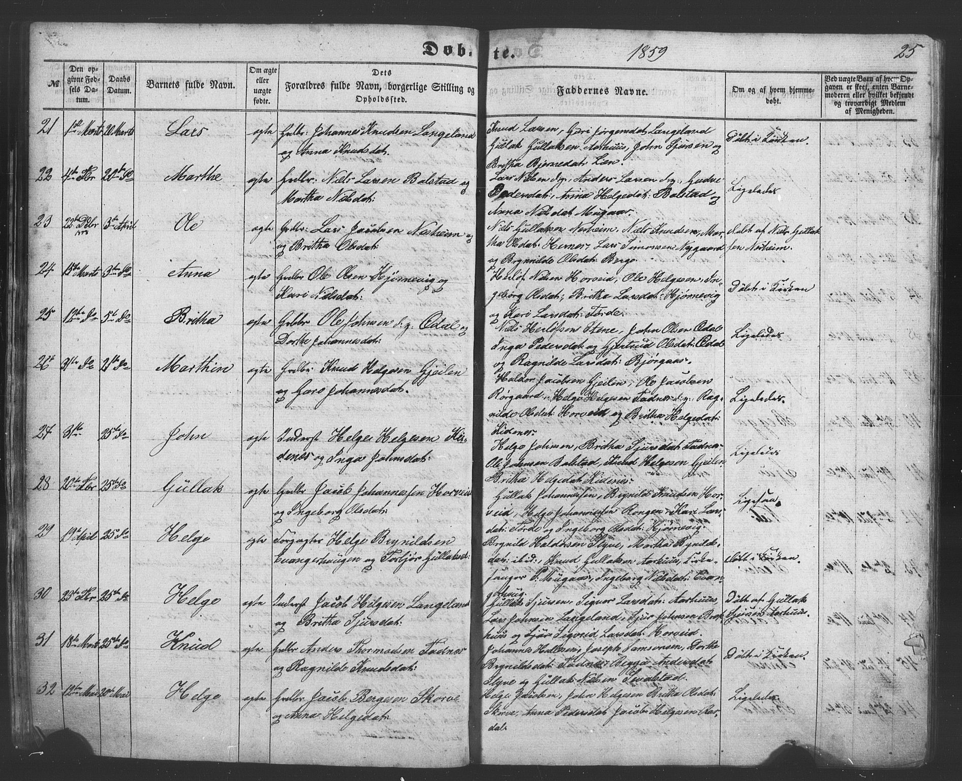 Evanger sokneprestembete, AV/SAB-A-99924: Parish register (copy) no. A 1, 1855-1864, p. 25