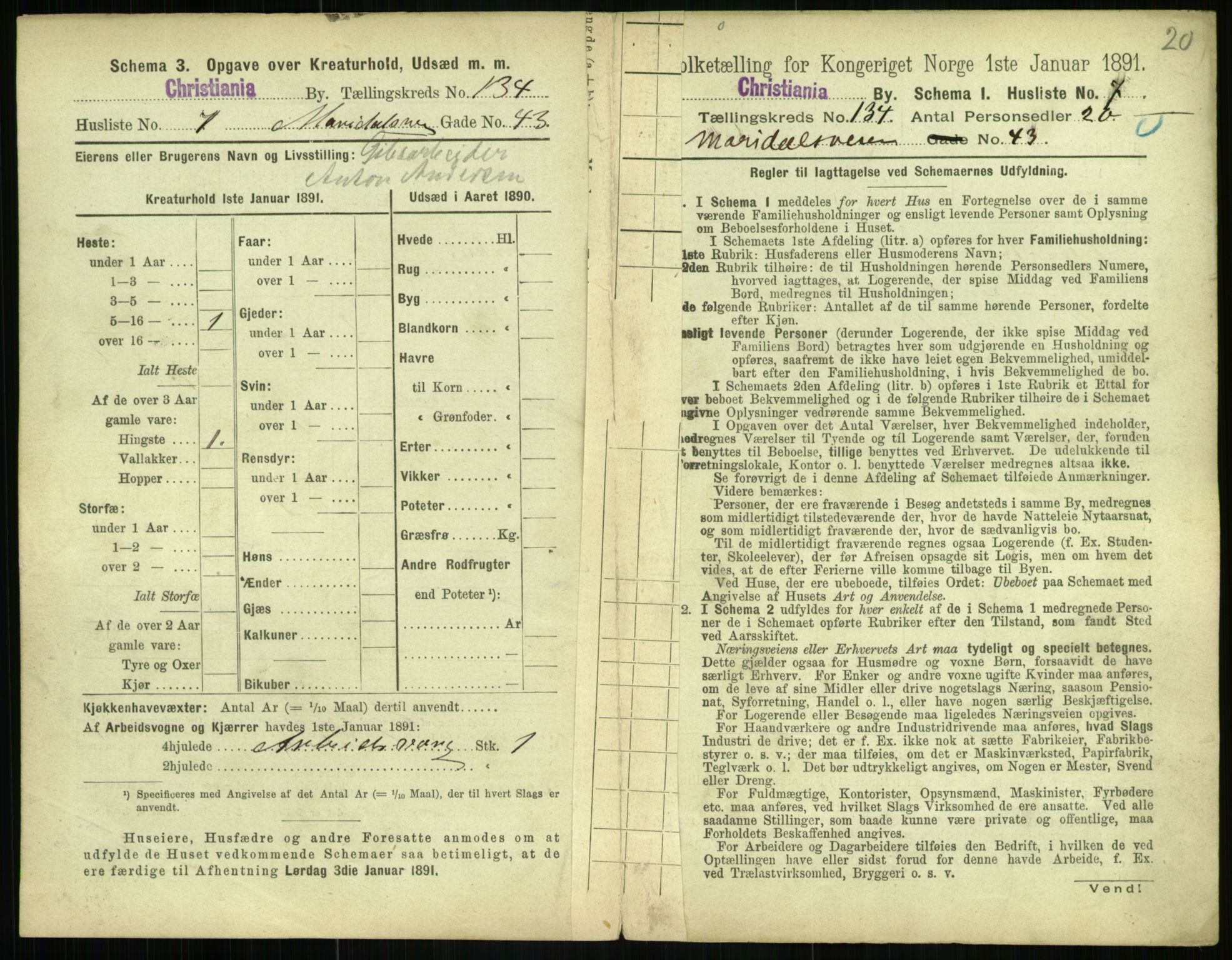 RA, 1891 census for 0301 Kristiania, 1891, p. 73419