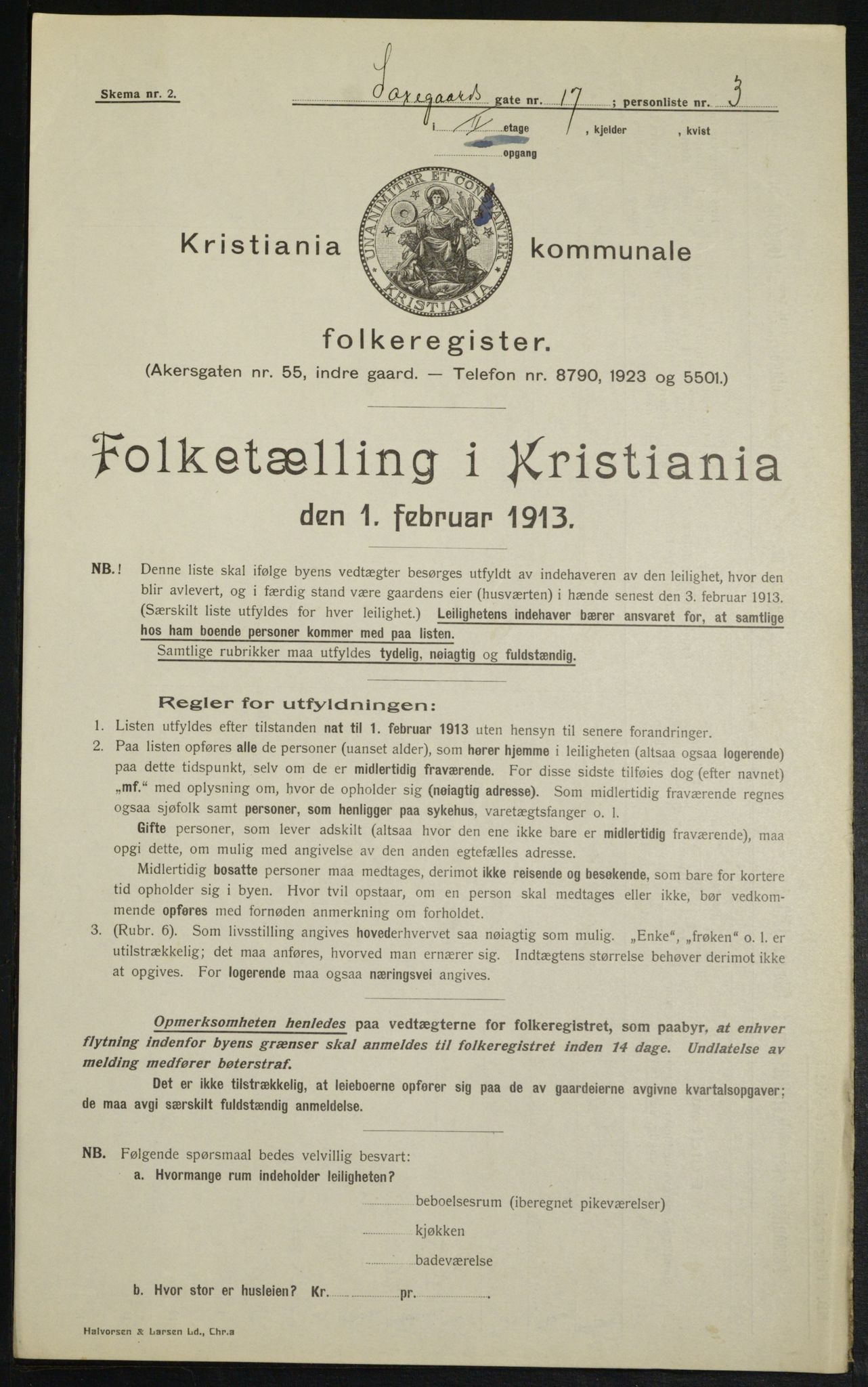 OBA, Municipal Census 1913 for Kristiania, 1913, p. 89364