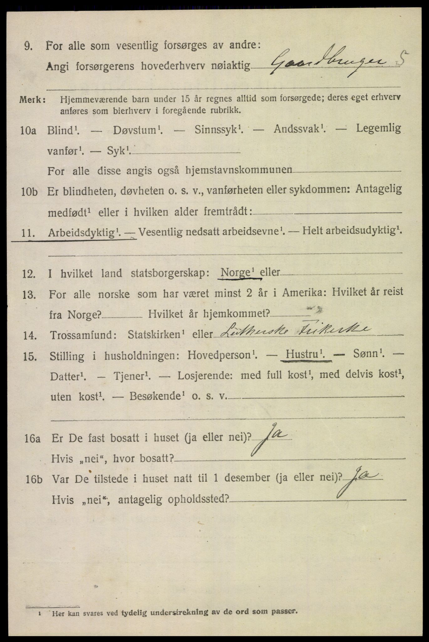 SAK, 1920 census for Vestre Moland, 1920, p. 1050