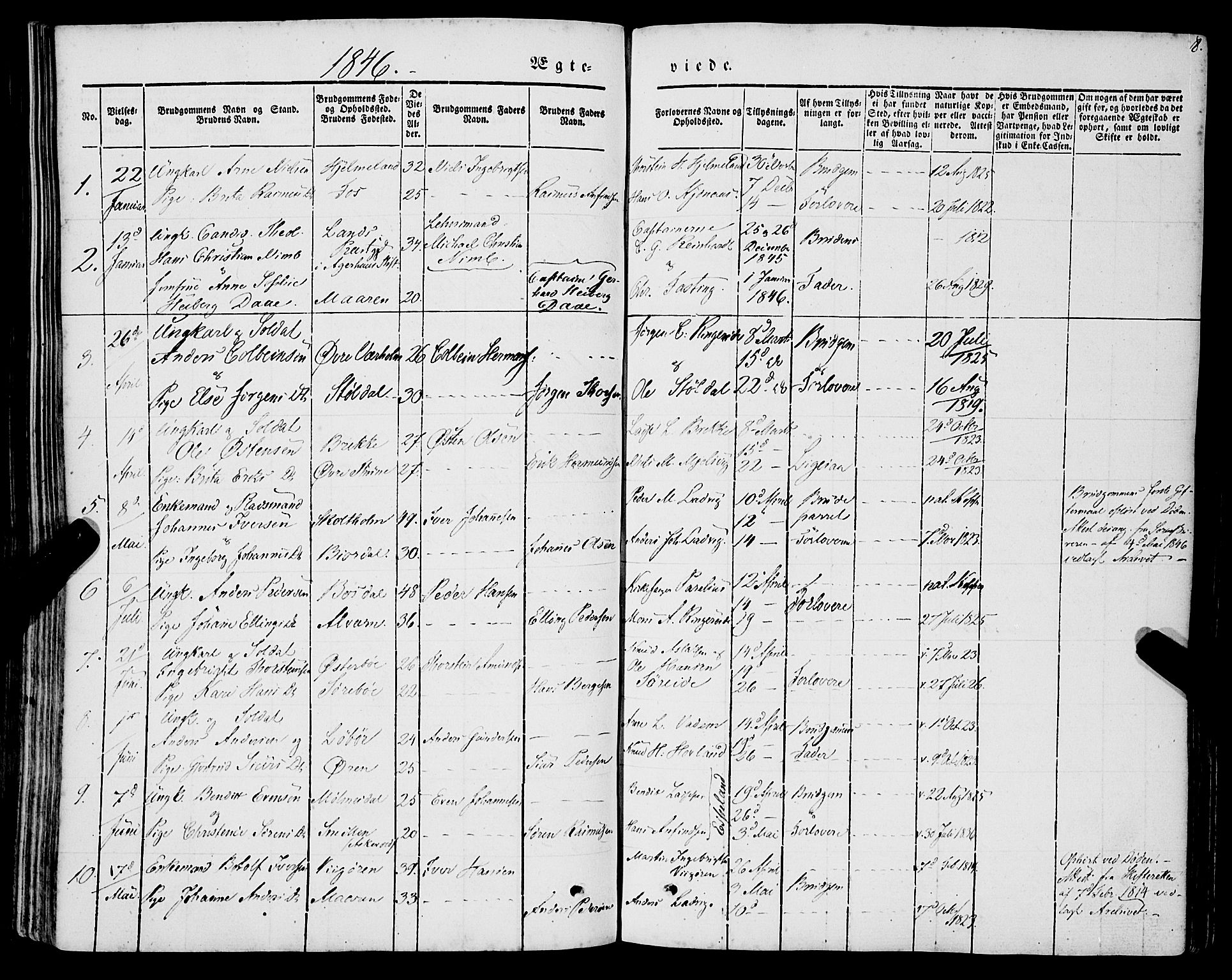 Lavik sokneprestembete, SAB/A-80901: Parish register (official) no. A 3, 1843-1863, p. 8