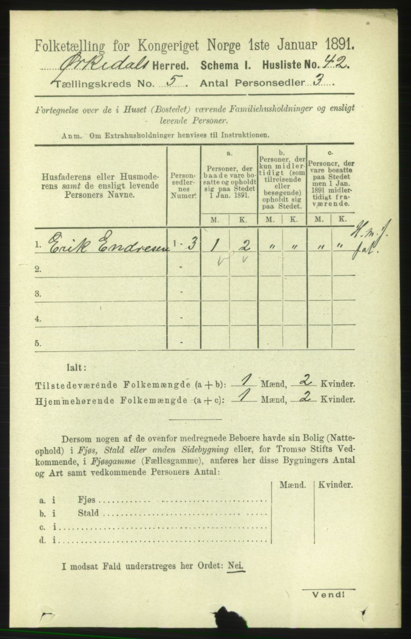 RA, 1891 census for 1638 Orkdal, 1891, p. 2509