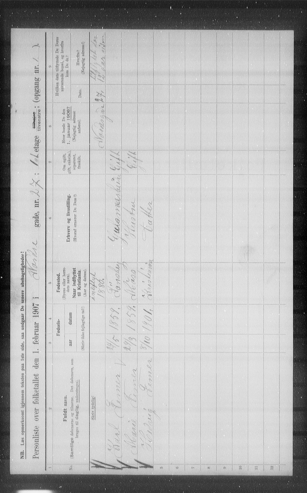 OBA, Municipal Census 1907 for Kristiania, 1907, p. 37646