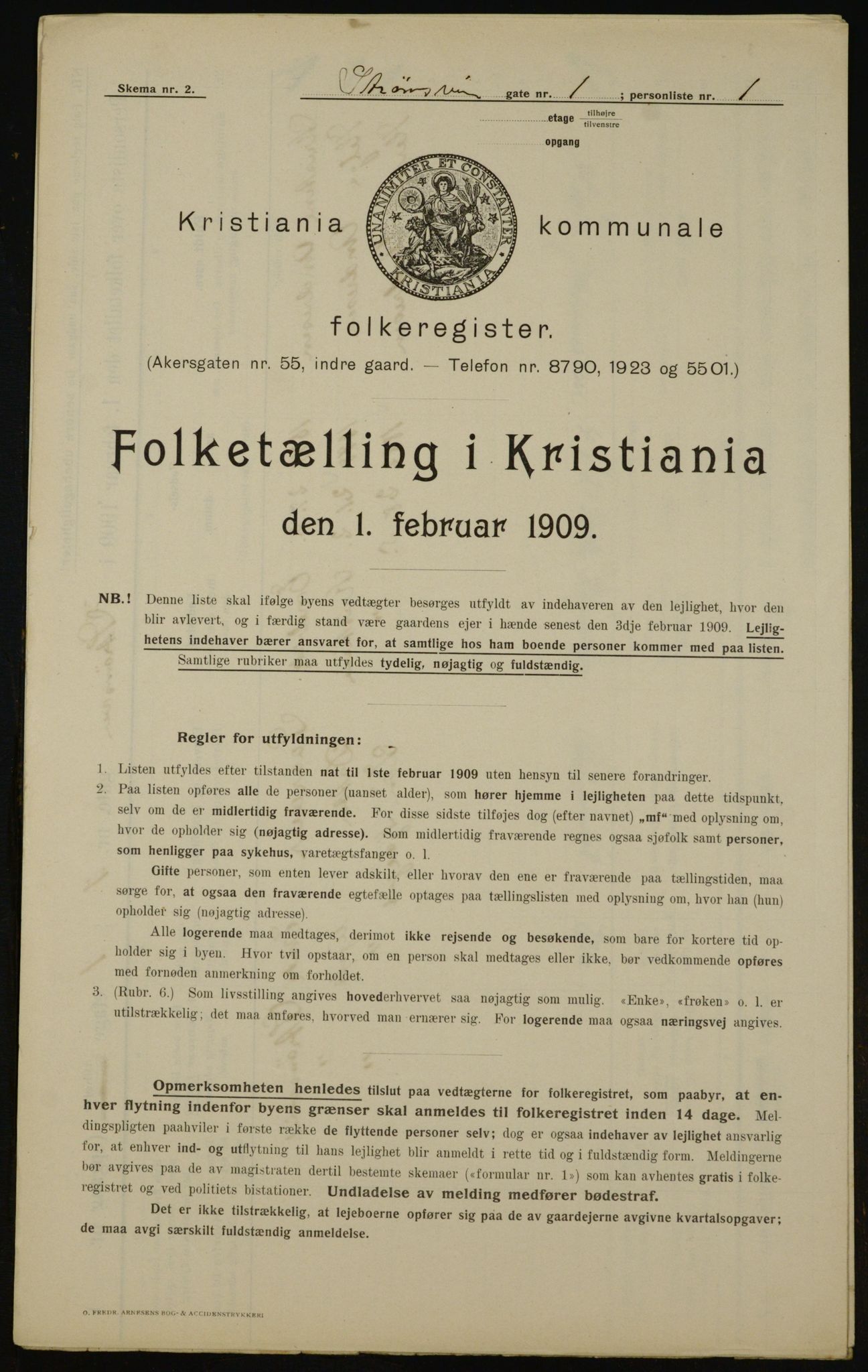 OBA, Municipal Census 1909 for Kristiania, 1909, p. 94053