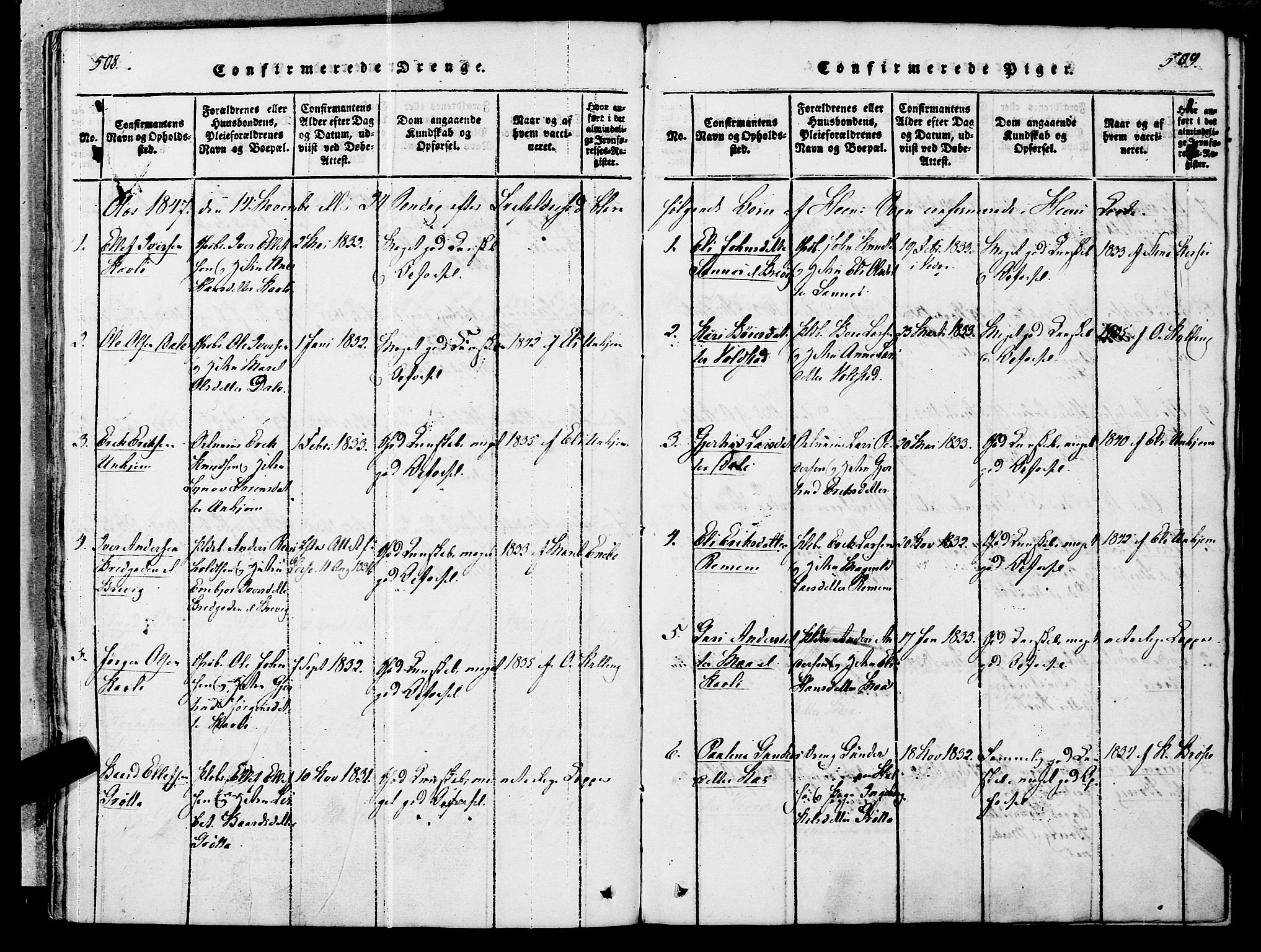 Ministerialprotokoller, klokkerbøker og fødselsregistre - Møre og Romsdal, AV/SAT-A-1454/545/L0585: Parish register (official) no. 545A01, 1818-1853, p. 508-509