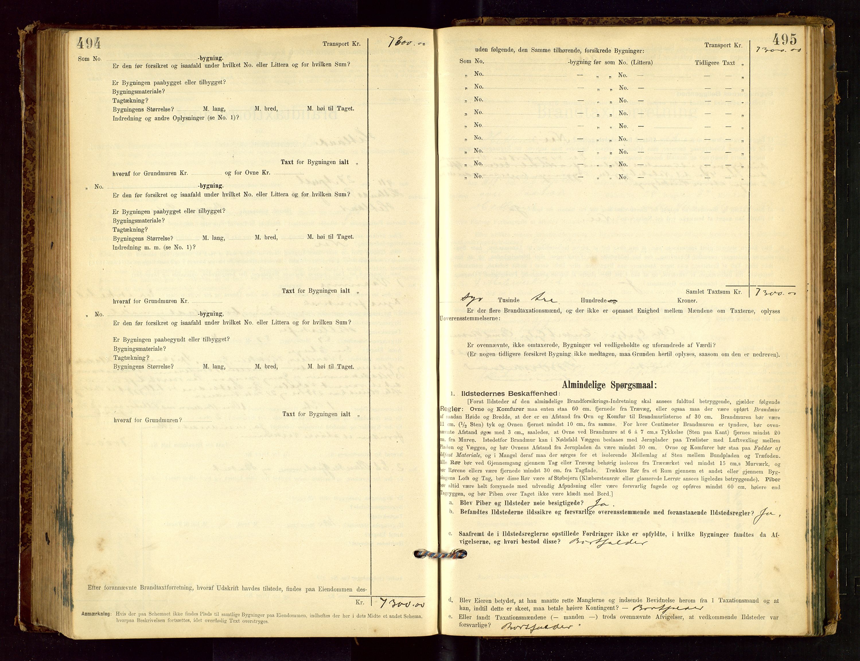 Hetland lensmannskontor, SAST/A-100101/Gob/L0001: "Brandtaxationsprotokol", 1895-1918, p. 494-495