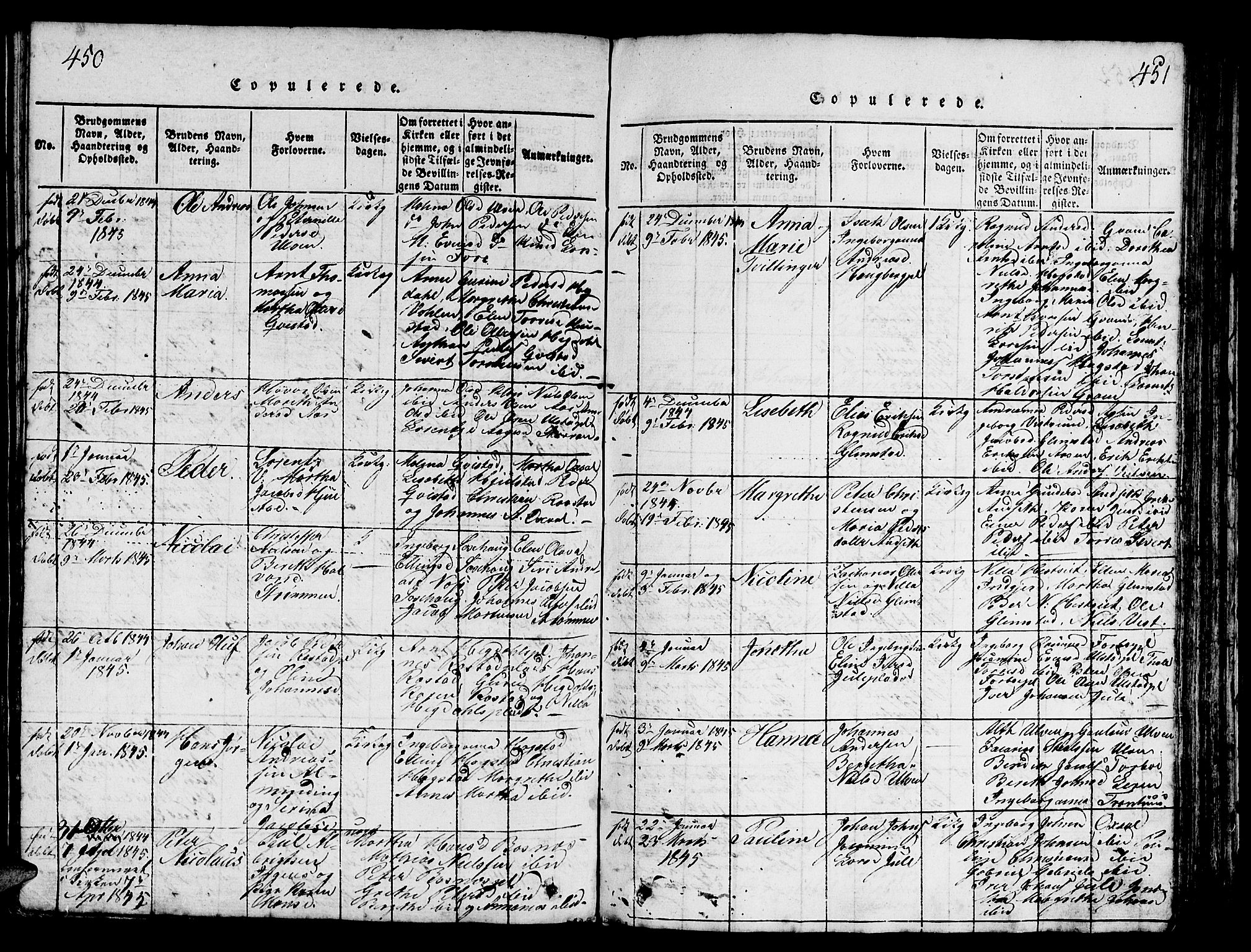 Ministerialprotokoller, klokkerbøker og fødselsregistre - Nord-Trøndelag, SAT/A-1458/730/L0298: Parish register (copy) no. 730C01, 1816-1849, p. 450-451