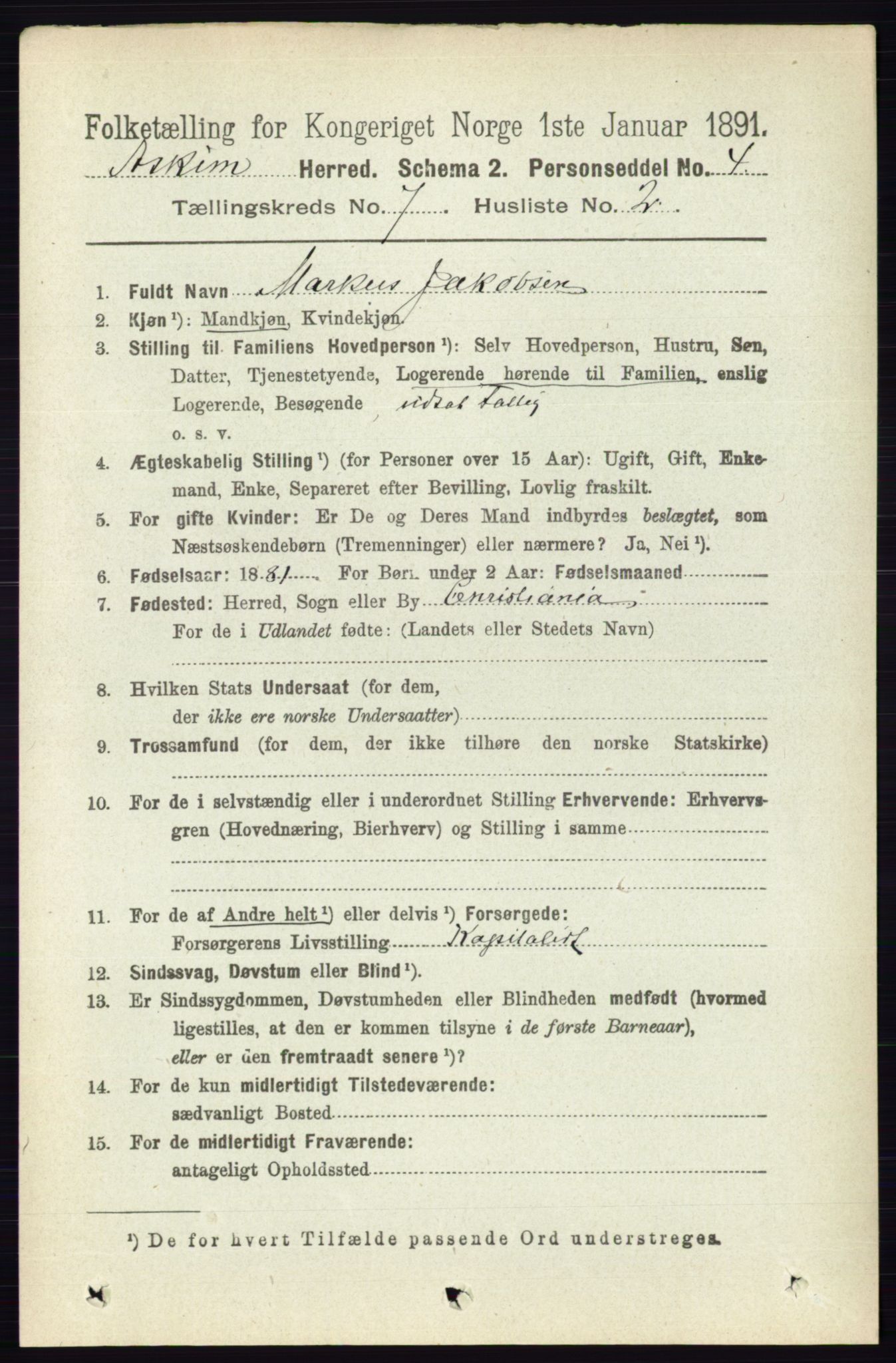 RA, 1891 census for 0124 Askim, 1891, p. 1020