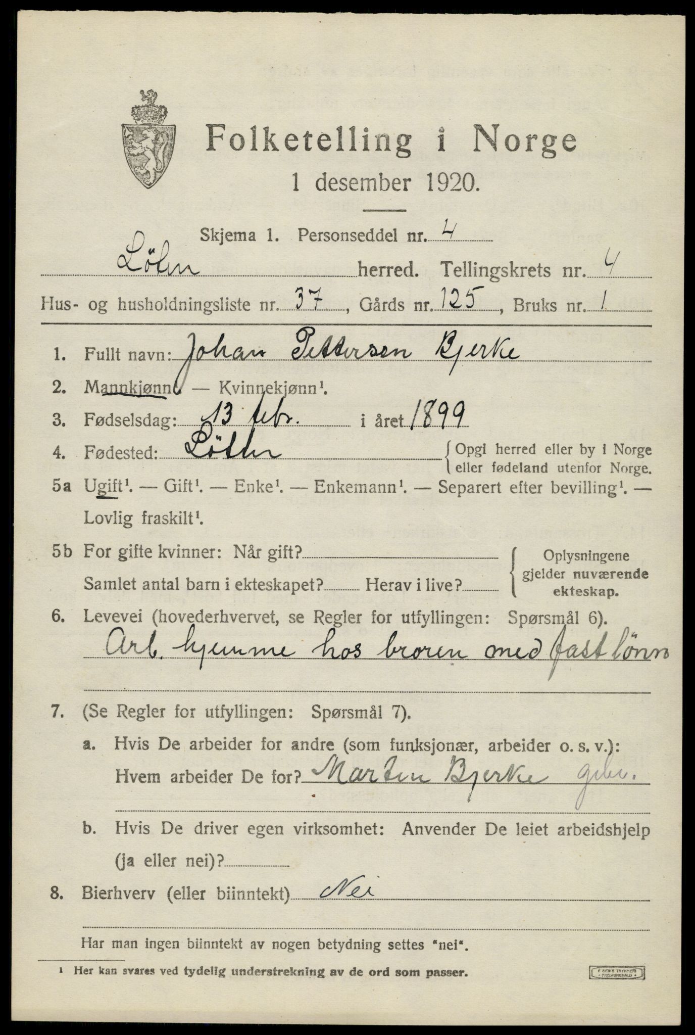 SAH, 1920 census for Løten, 1920, p. 8837