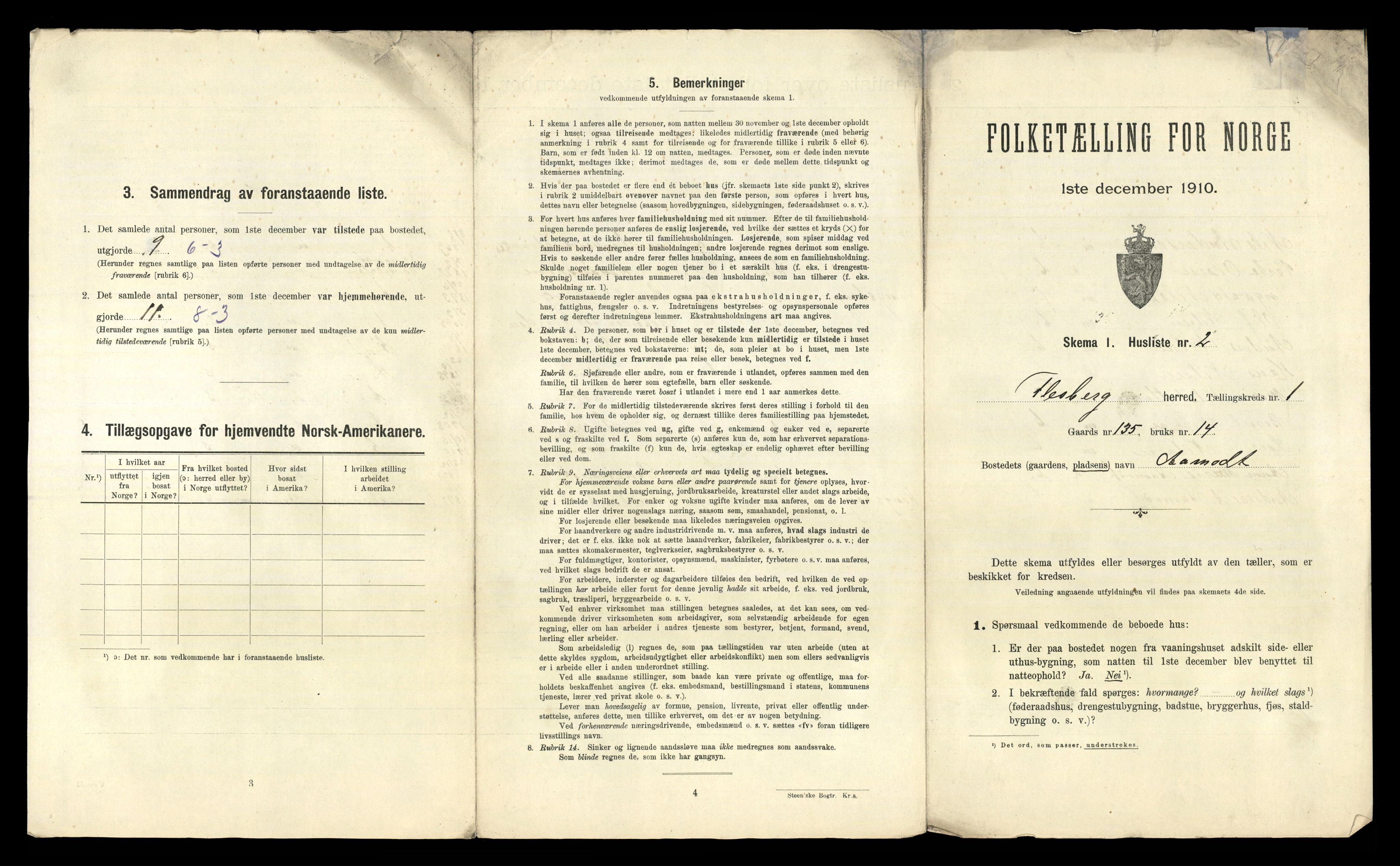 RA, 1910 census for Flesberg, 1910, p. 47
