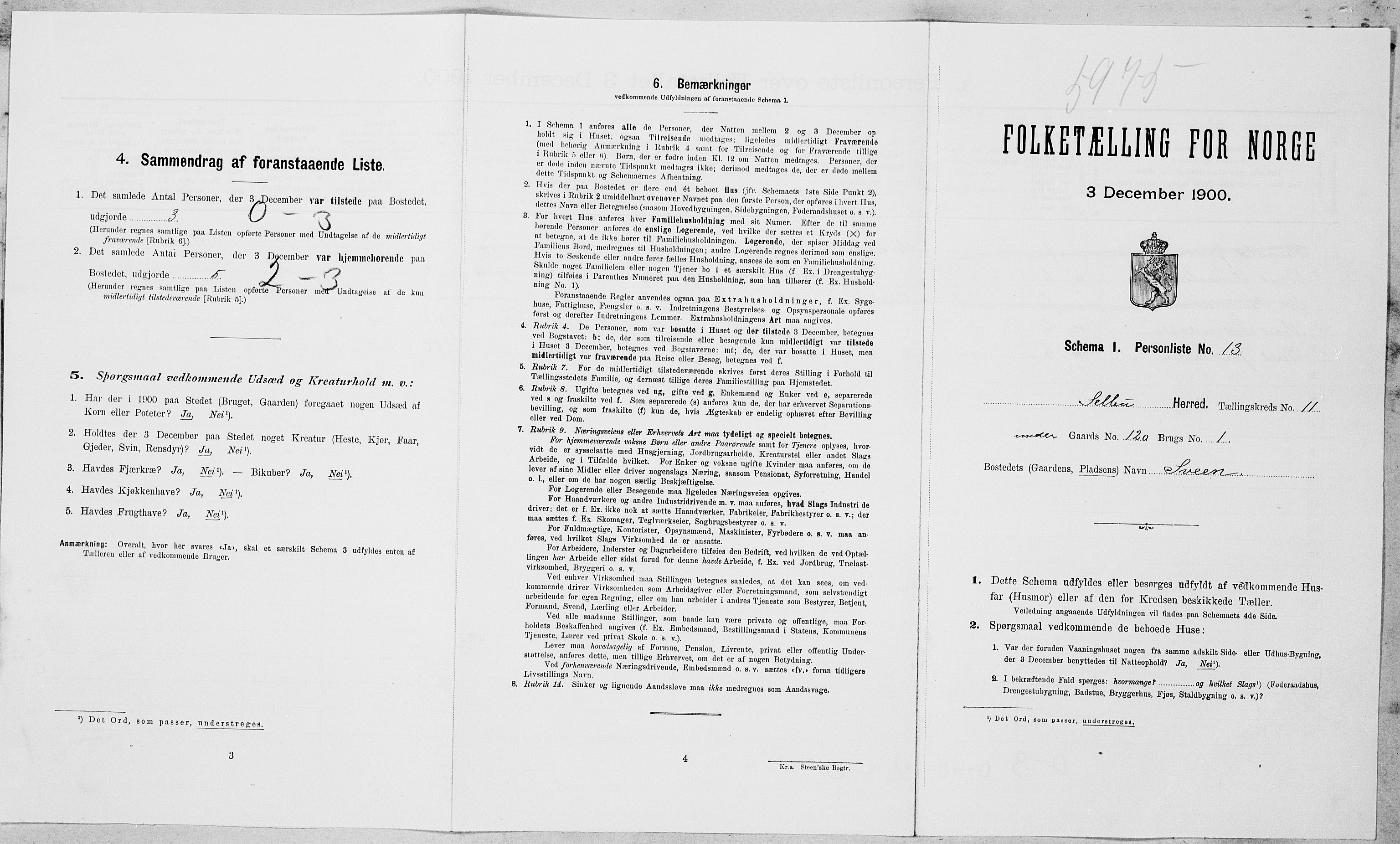 SAT, 1900 census for Selbu, 1900, p. 1138