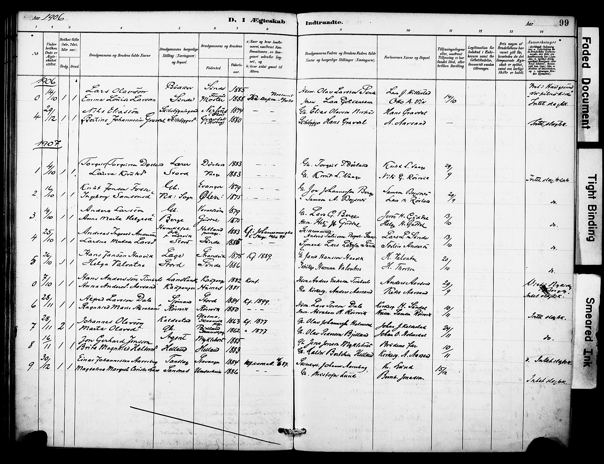 Kvinnherad sokneprestembete, AV/SAB-A-76401/H/Haa: Parish register (official) no. D 1, 1887-1910, p. 99