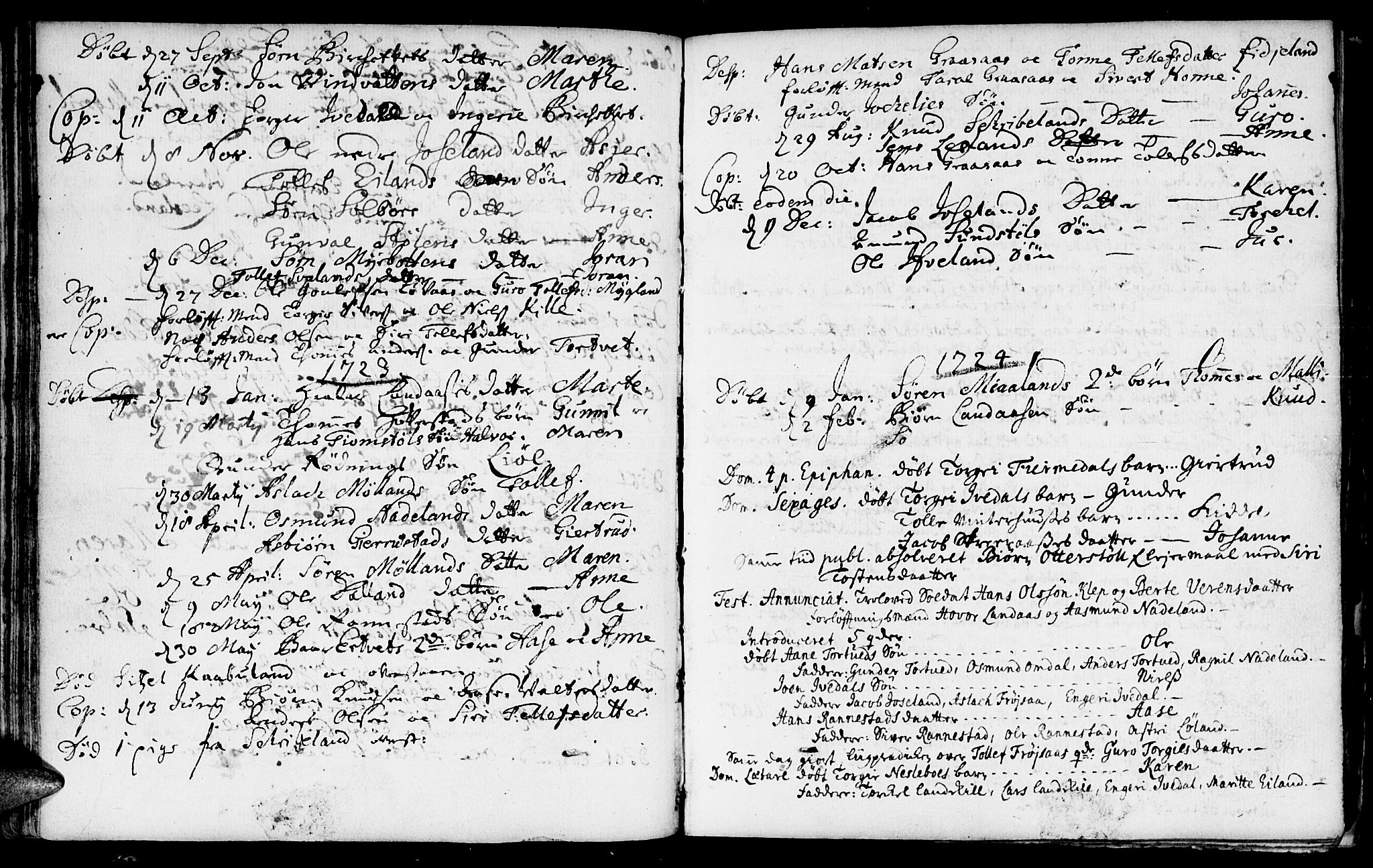 Evje sokneprestkontor, AV/SAK-1111-0008/F/Fa/Fac/L0001: Parish register (official) no. A 1, 1705-1764, p. 94-95