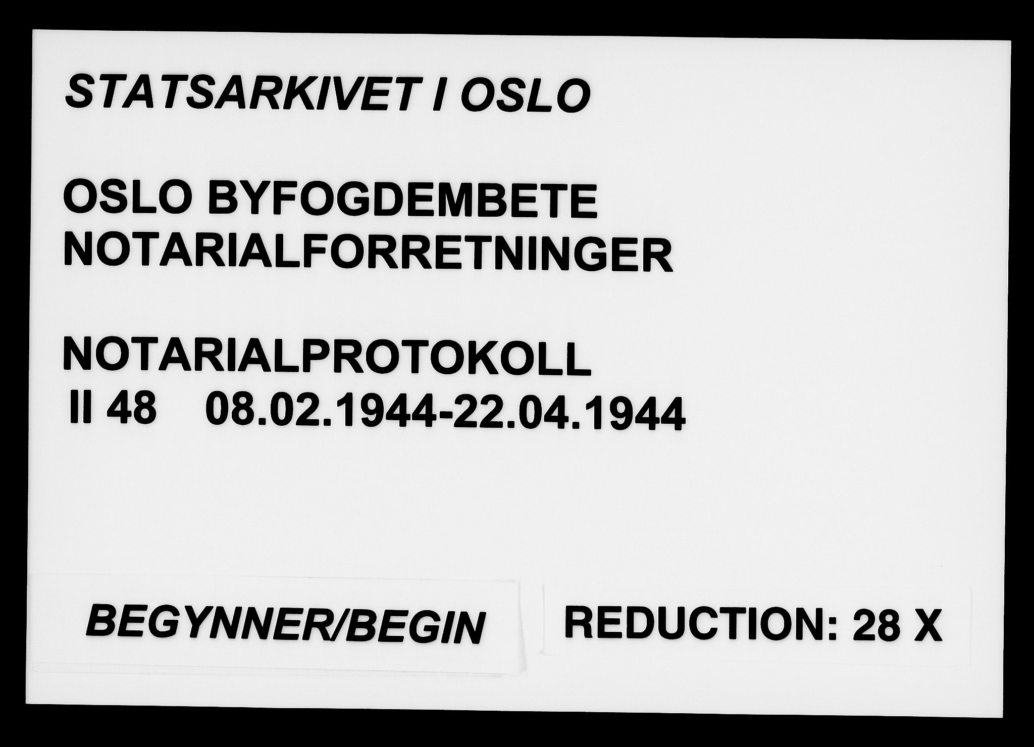 Oslo byfogd avd. I, SAO/A-10220/L/Lb/Lbb/L0048: Notarialprotokoll, rekke II: Vigsler, 1944