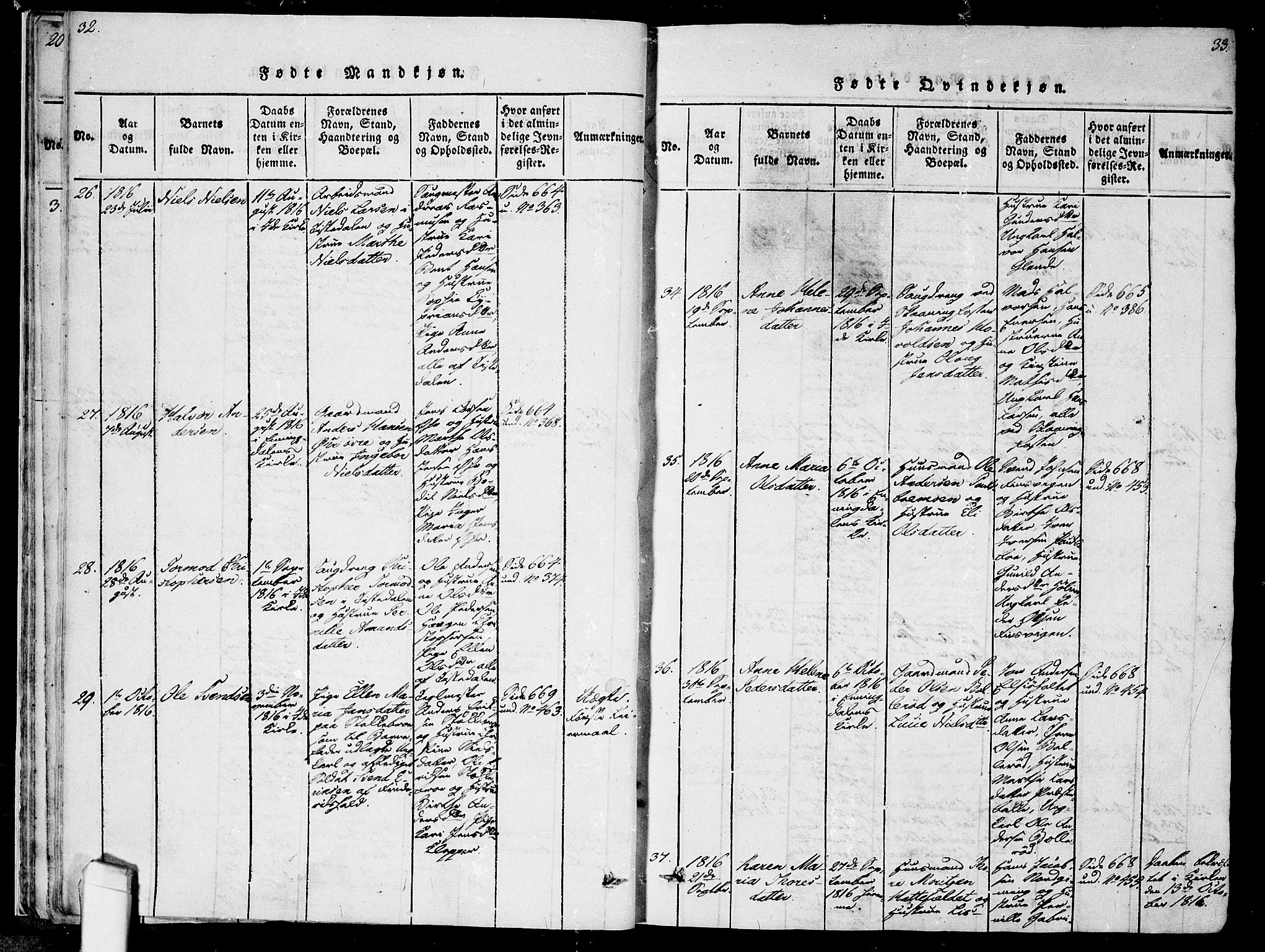 Idd prestekontor Kirkebøker, AV/SAO-A-10911/F/Fc/L0002: Parish register (official) no. III 2, 1815-1831, p. 32-33