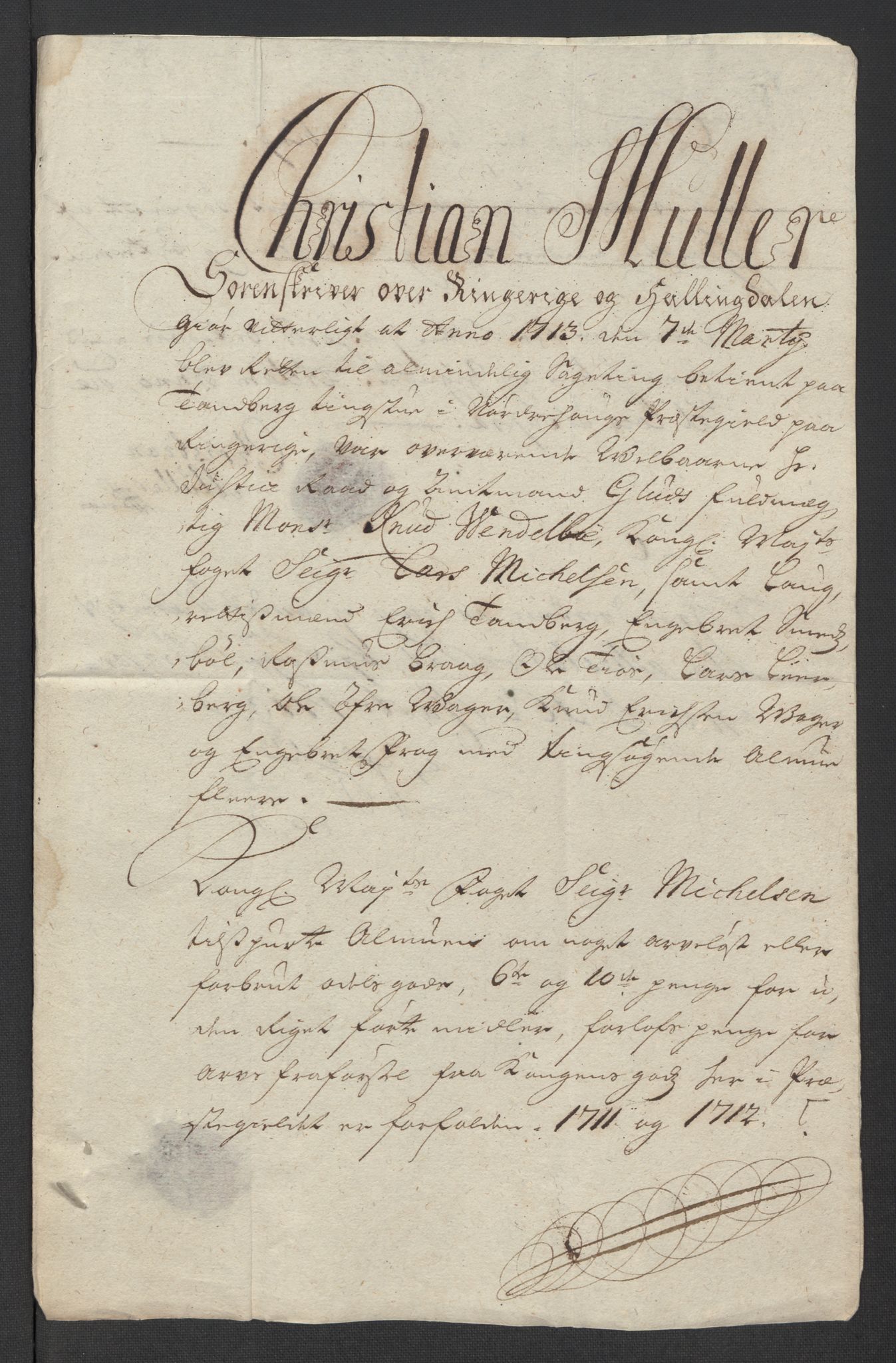 Rentekammeret inntil 1814, Reviderte regnskaper, Fogderegnskap, RA/EA-4092/R23/L1470: Fogderegnskap Ringerike og Hallingdal, 1712, p. 137