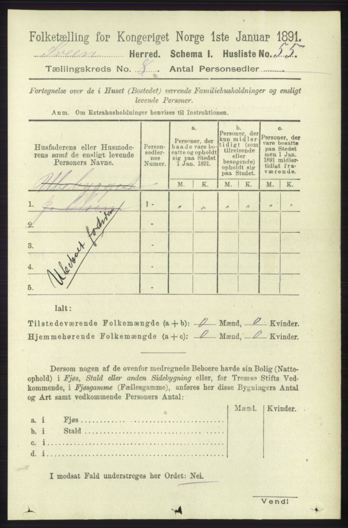 RA, 1891 census for 1216 Sveio, 1891, p. 2350