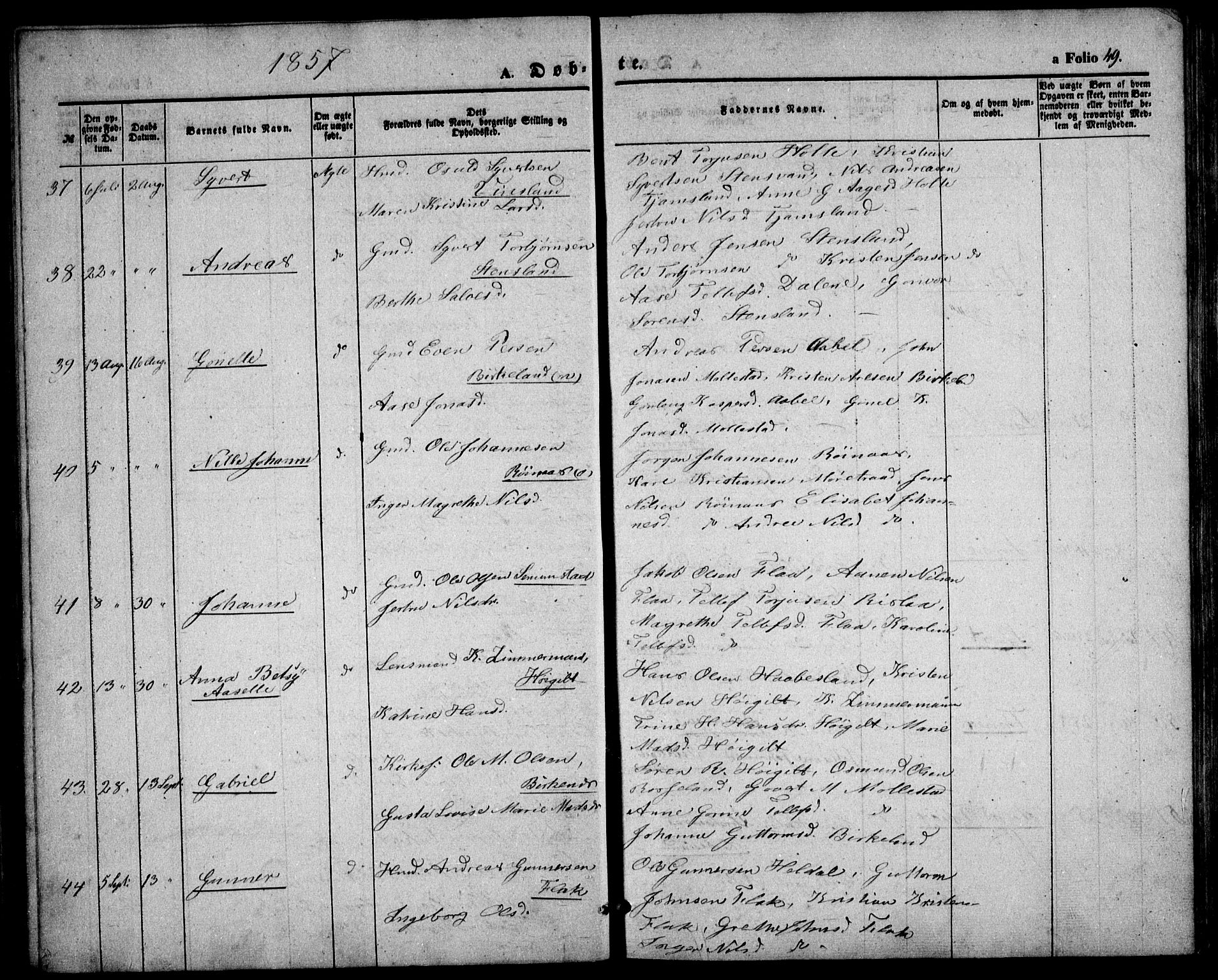 Birkenes sokneprestkontor, AV/SAK-1111-0004/F/Fb/L0002: Parish register (copy) no. B 2, 1849-1876, p. 49