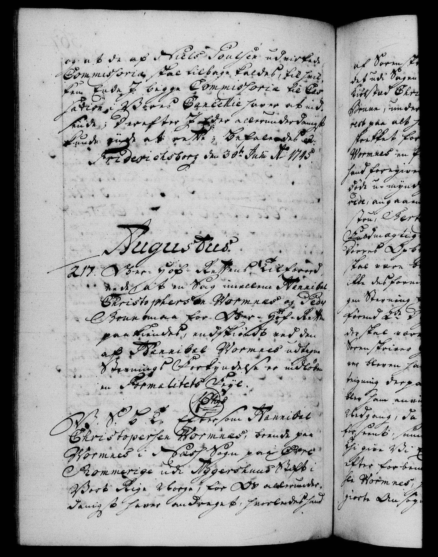 Danske Kanselli 1572-1799, AV/RA-EA-3023/F/Fc/Fca/Fcab/L0030: Norske tegnelser, 1744-1746, p. 567b