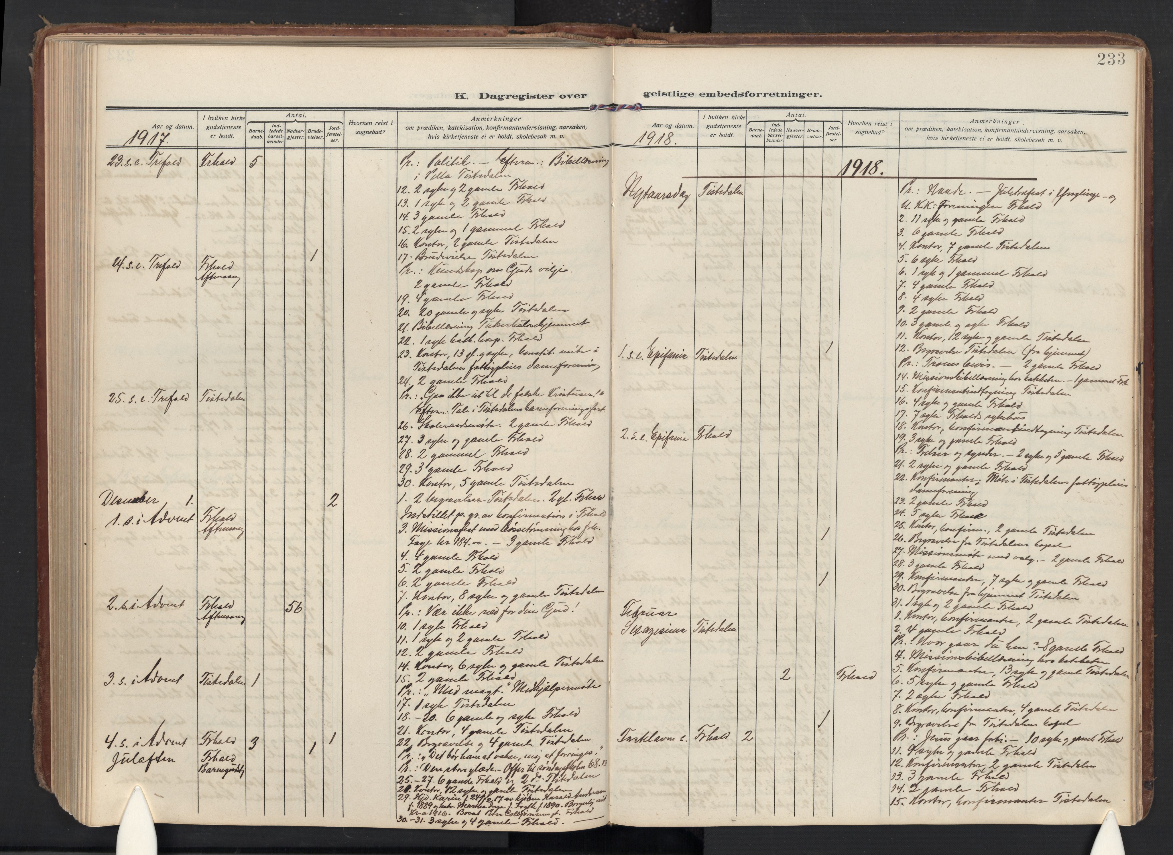 Halden prestekontor Kirkebøker, AV/SAO-A-10909/F/Fc/L0002: Parish register (official) no. III 2, 1909-1945, p. 233