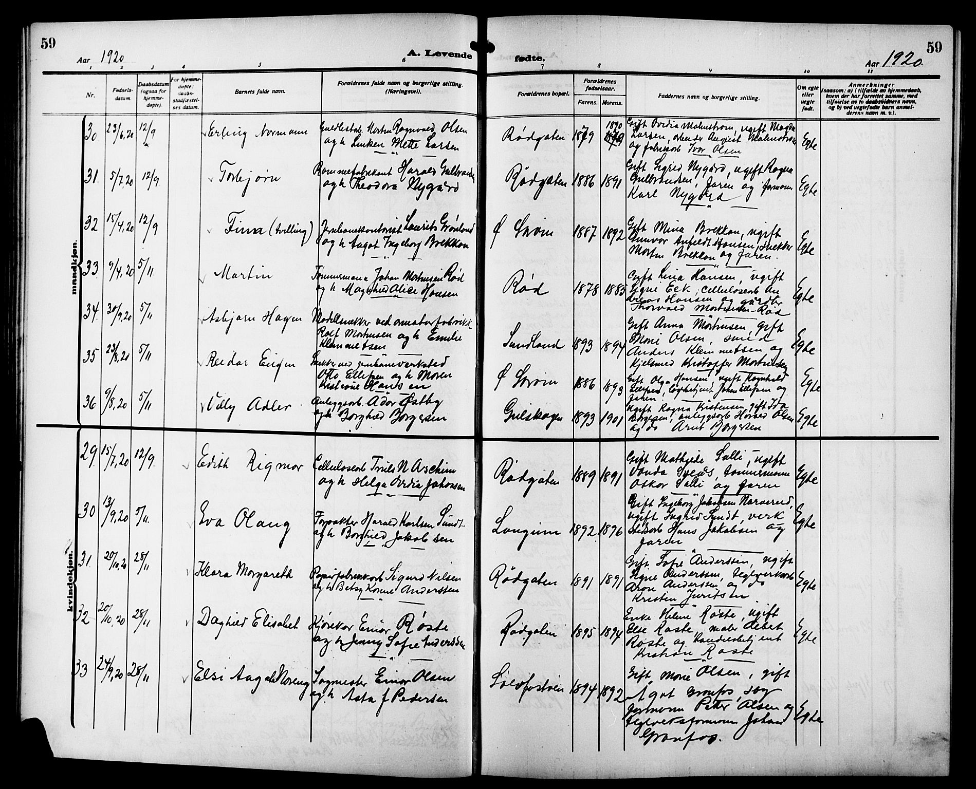 Strømsgodset kirkebøker, AV/SAKO-A-324/G/Ga/L0003: Parish register (copy) no. 3, 1911-1926, p. 59