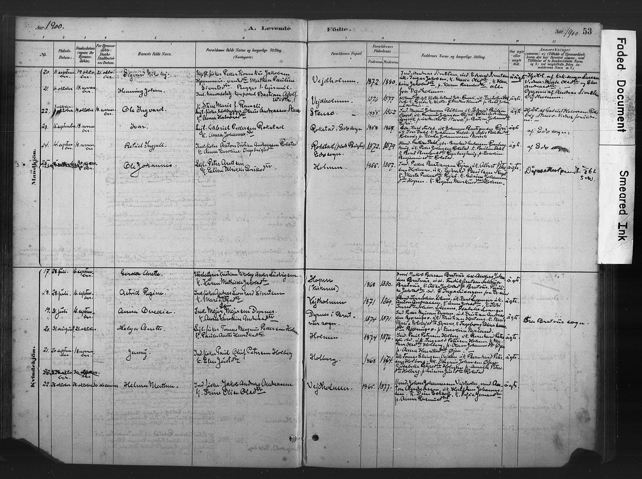 Ministerialprotokoller, klokkerbøker og fødselsregistre - Møre og Romsdal, AV/SAT-A-1454/583/L0954: Parish register (official) no. 583A01, 1880-1906, p. 53