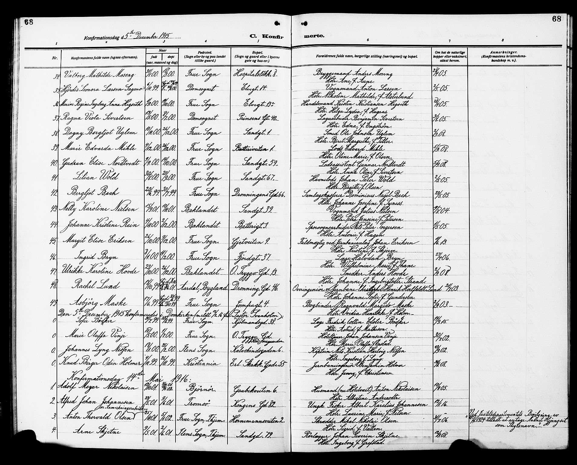 Ministerialprotokoller, klokkerbøker og fødselsregistre - Sør-Trøndelag, SAT/A-1456/602/L0147: Parish register (copy) no. 602C15, 1911-1924, p. 68