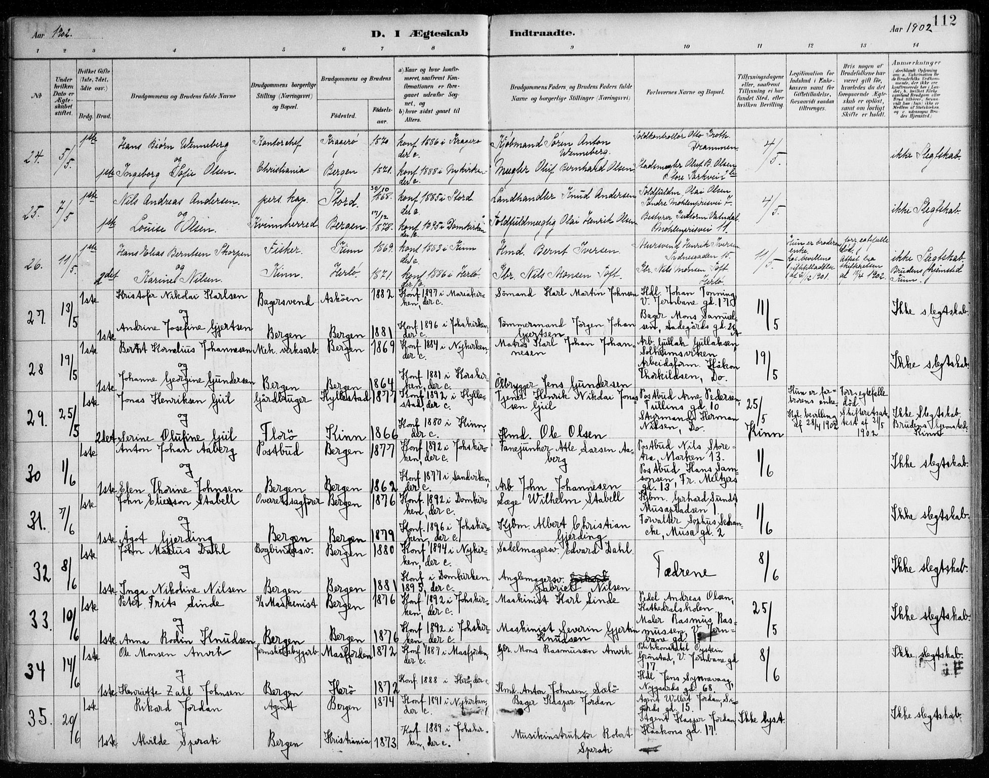 Johanneskirken sokneprestembete, AV/SAB-A-76001/H/Haa/L0012: Parish register (official) no. D 1, 1885-1912, p. 112