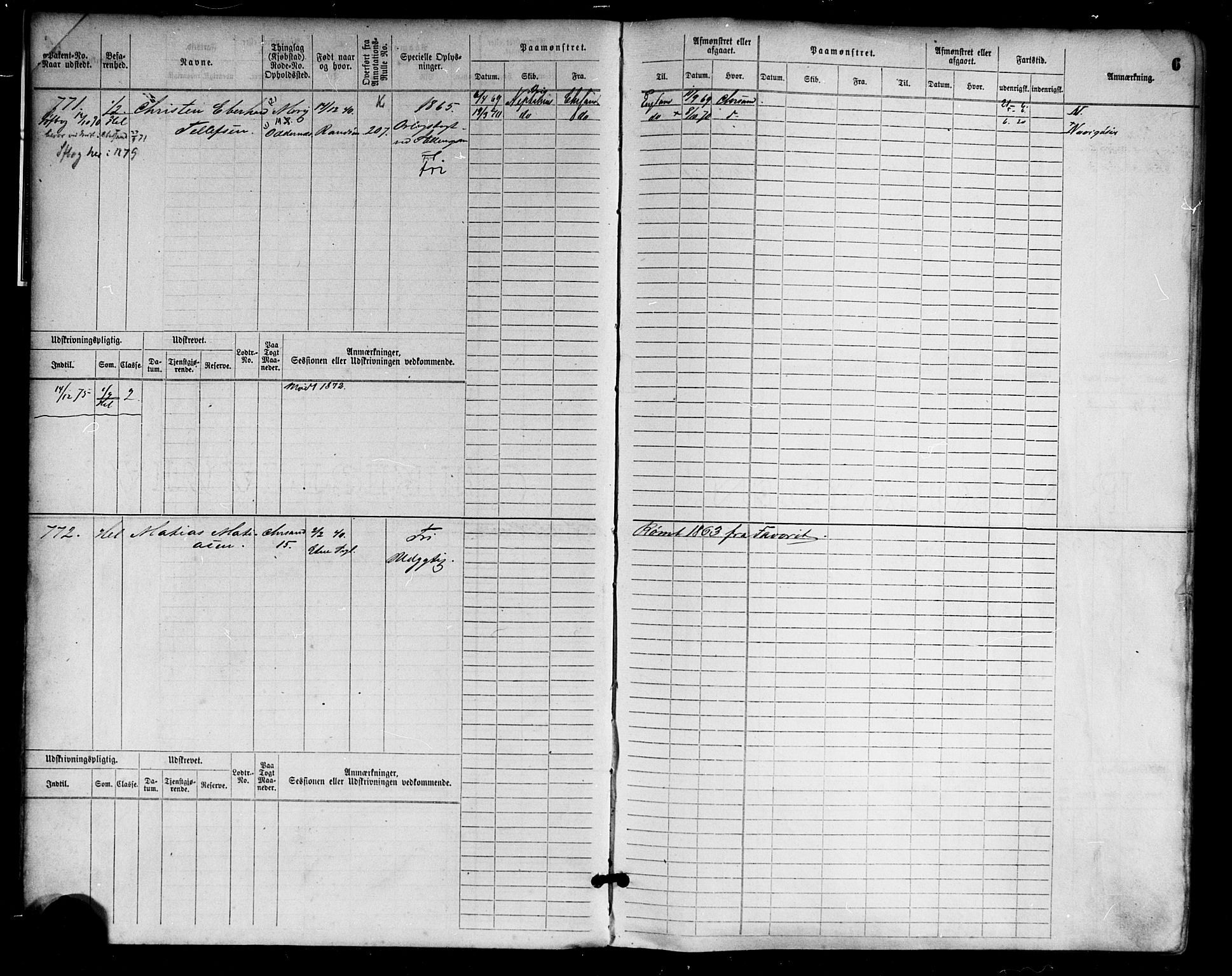 Kristiansand mønstringskrets, AV/SAK-2031-0015/F/Fb/L0004: Hovedrulle nr 763-1521, I-11, 1868-1915, p. 7