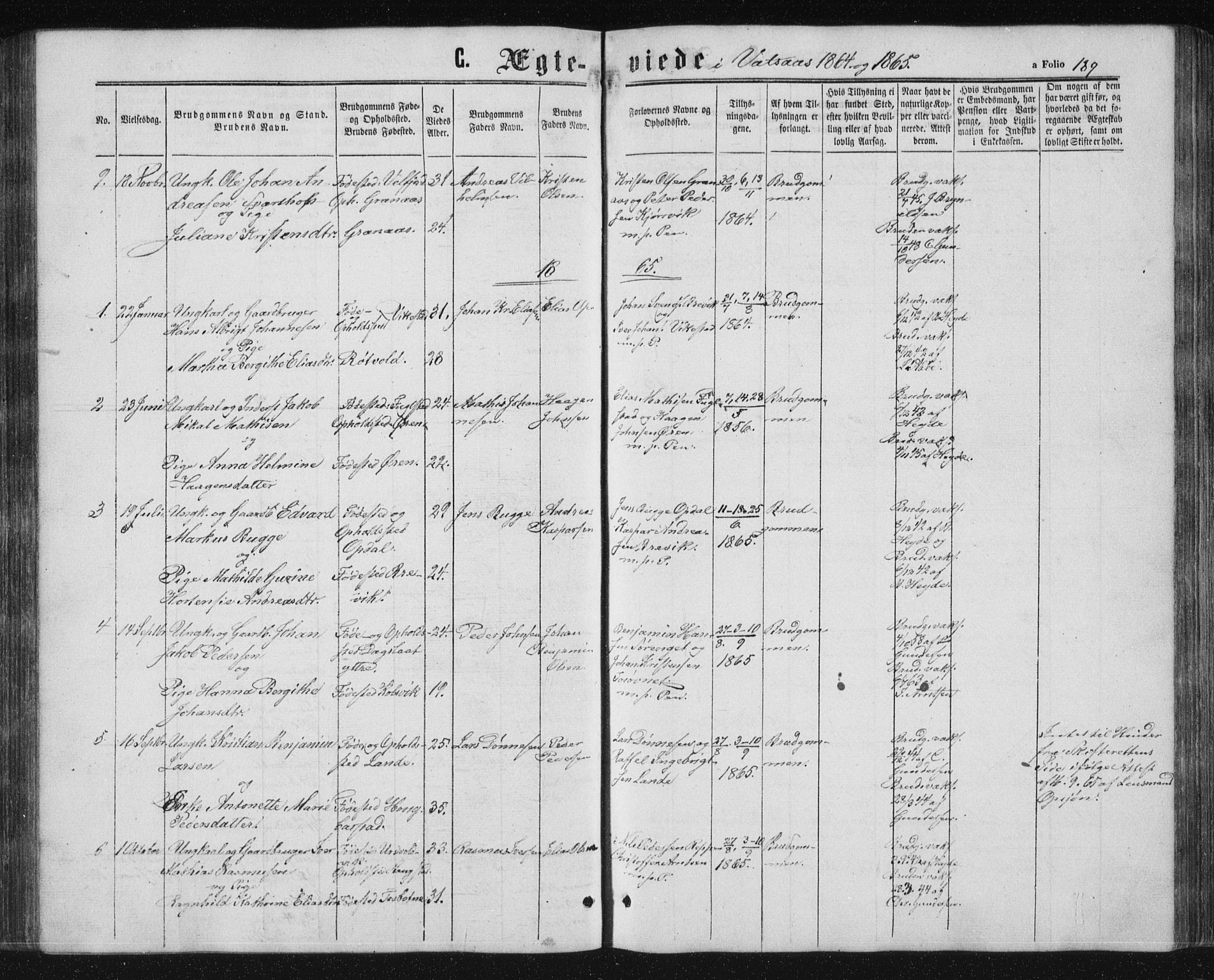 Ministerialprotokoller, klokkerbøker og fødselsregistre - Nordland, AV/SAT-A-1459/810/L0158: Parish register (copy) no. 810C02 /1, 1863-1883, p. 189