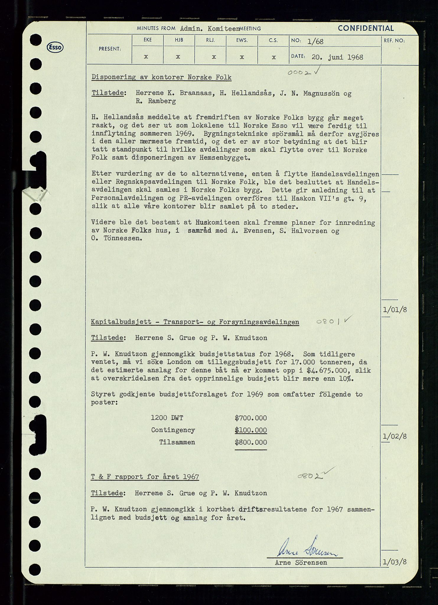 Pa 0982 - Esso Norge A/S, SAST/A-100448/A/Aa/L0002/0004: Den administrerende direksjon Board minutes (styrereferater) / Den administrerende direksjon Board minutes (styrereferater), 1968, p. 76