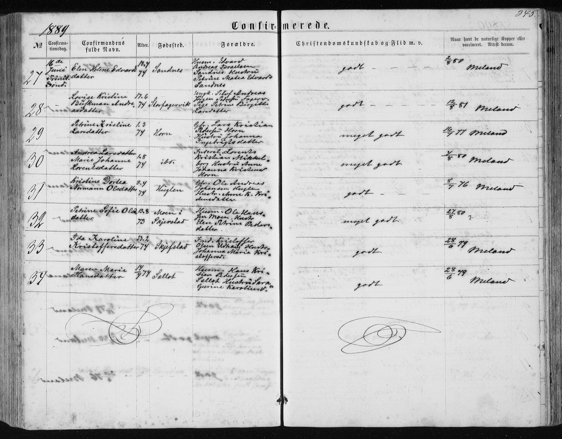 Ministerialprotokoller, klokkerbøker og fødselsregistre - Nordland, AV/SAT-A-1459/838/L0556: Parish register (copy) no. 838C03, 1861-1893, p. 345