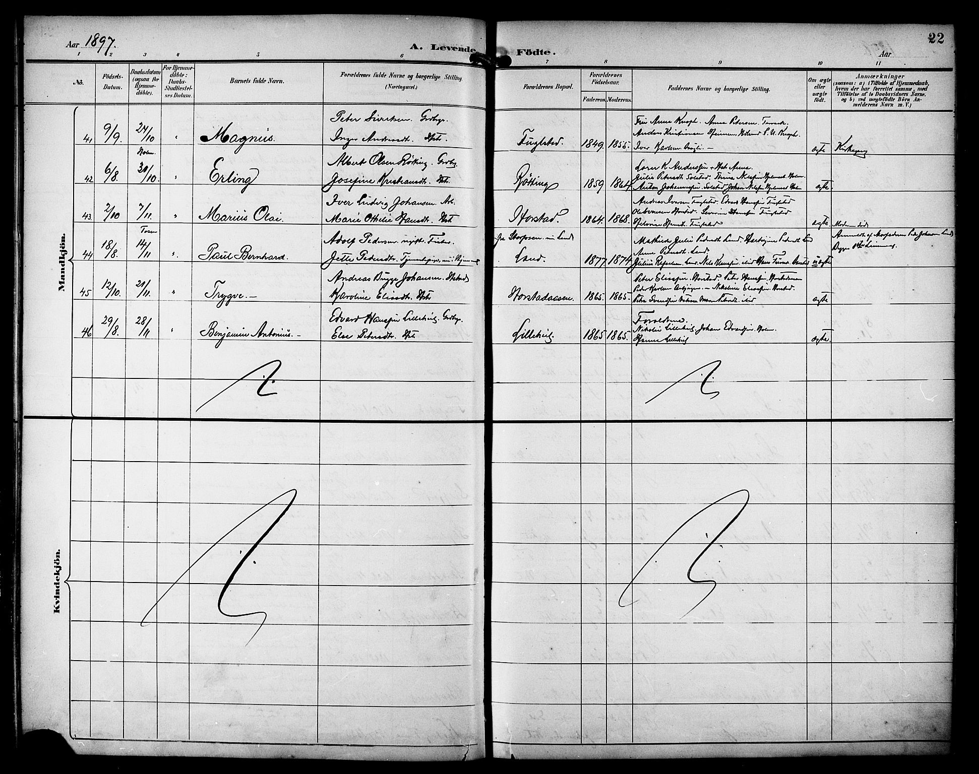 Ministerialprotokoller, klokkerbøker og fødselsregistre - Nordland, AV/SAT-A-1459/810/L0152: Parish register (official) no. 810A11, 1895-1899, p. 22