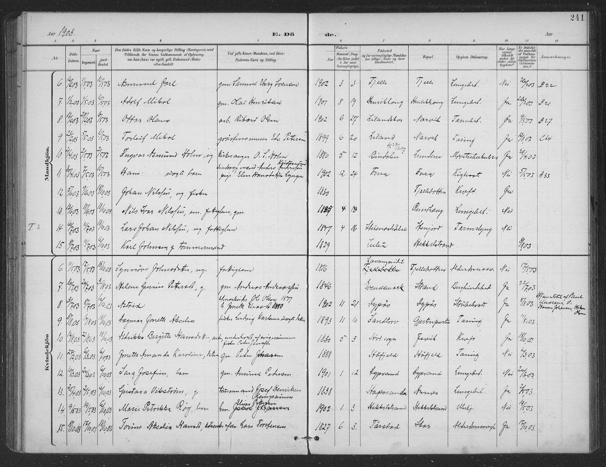 Ministerialprotokoller, klokkerbøker og fødselsregistre - Nordland, SAT/A-1459/863/L0899: Parish register (official) no. 863A11, 1897-1906, p. 241