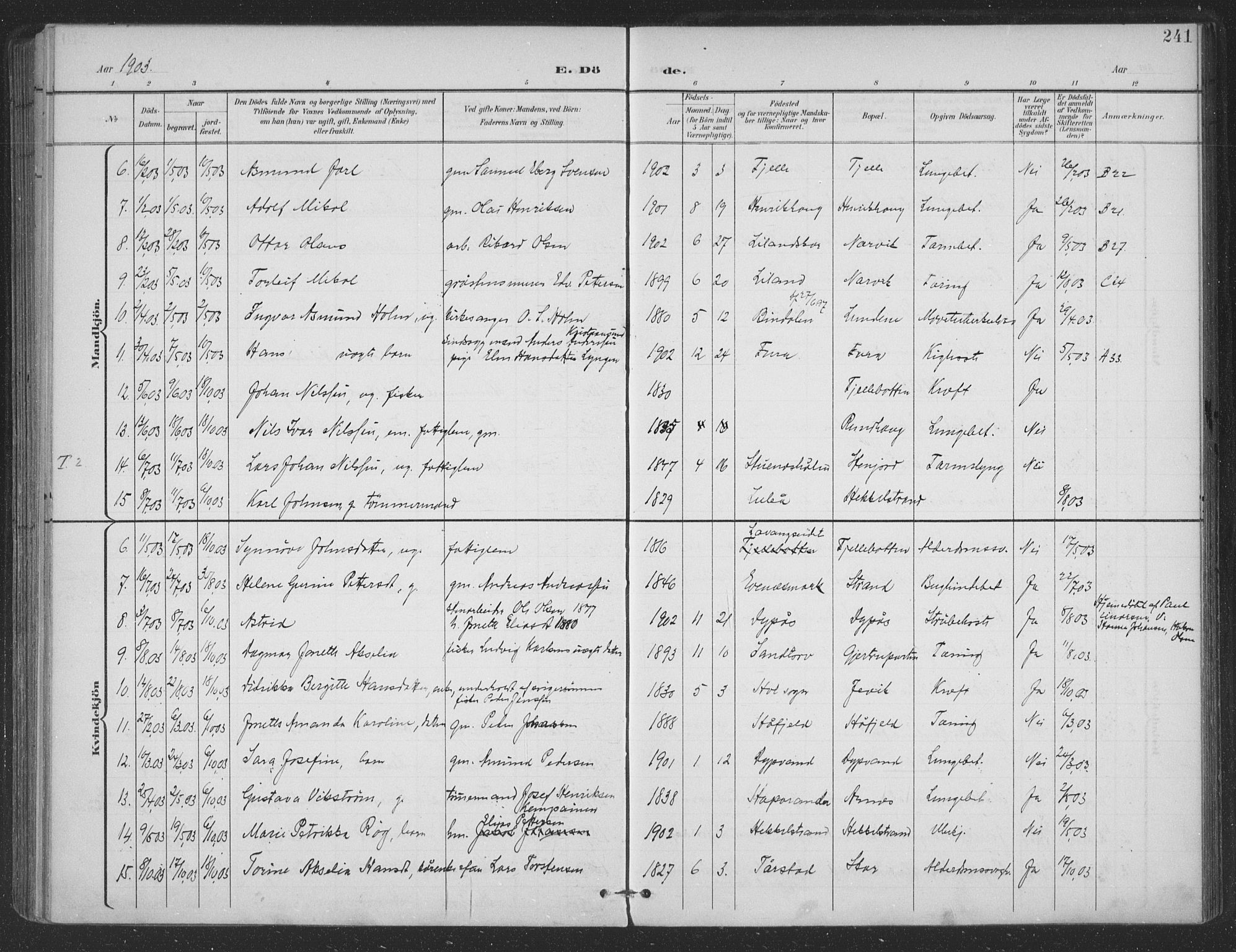 Ministerialprotokoller, klokkerbøker og fødselsregistre - Nordland, AV/SAT-A-1459/863/L0899: Parish register (official) no. 863A11, 1897-1906, p. 241