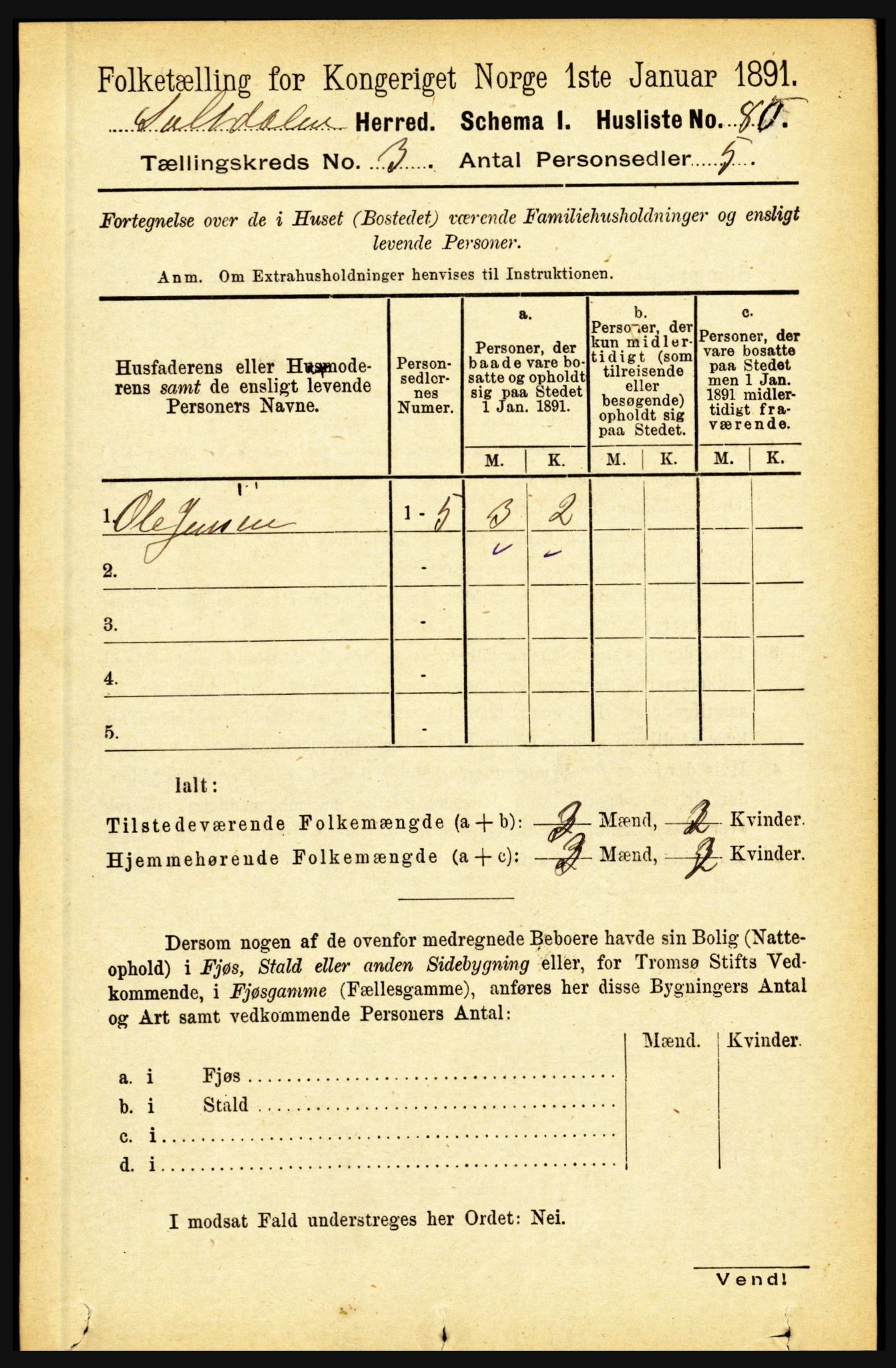 RA, 1891 census for 1840 Saltdal, 1891, p. 1650