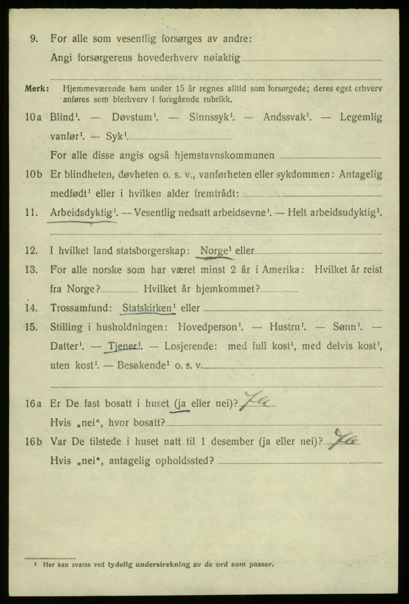 SAB, 1920 census for Bergen, 1920, p. 198354