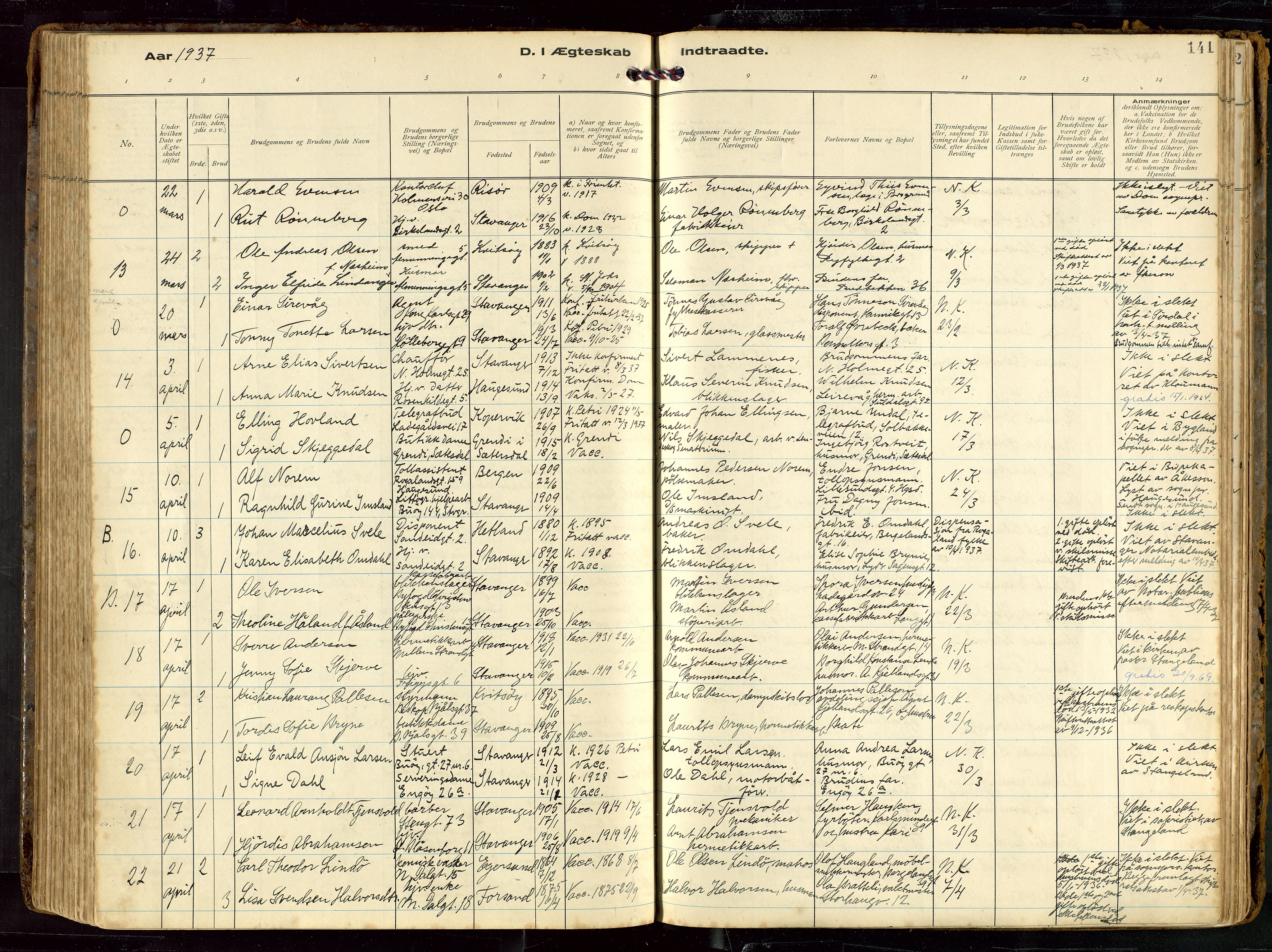 St. Petri sokneprestkontor, AV/SAST-A-101813/002/D/L0002: Parish register (official) no. A 27, 1921-1942, p. 141