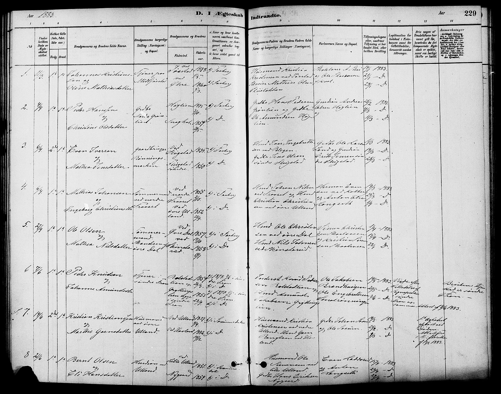 Fåberg prestekontor, SAH/PREST-086/H/Ha/Haa/L0008: Parish register (official) no. 8, 1879-1898, p. 229