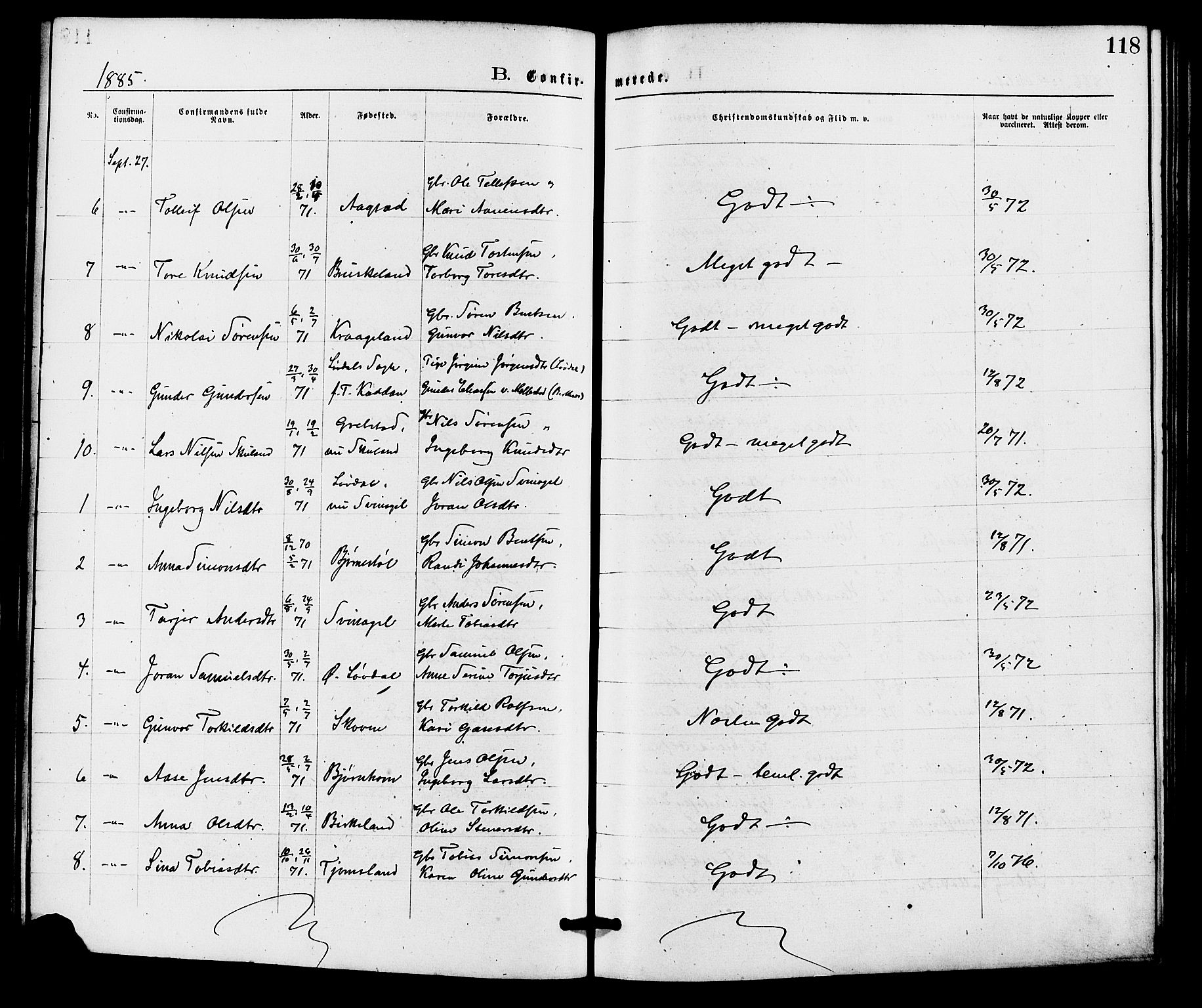 Holum sokneprestkontor, AV/SAK-1111-0022/F/Fa/Fab/L0006: Parish register (official) no. A 6, 1875-1886, p. 118