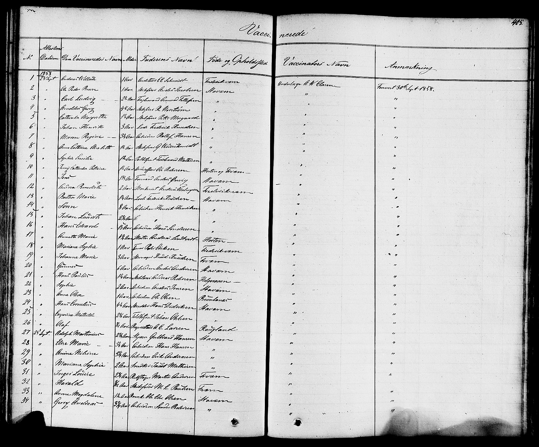 Stavern kirkebøker, AV/SAKO-A-318/F/Fa/L0007: Parish register (official) no. 7, 1840-1877, p. 405