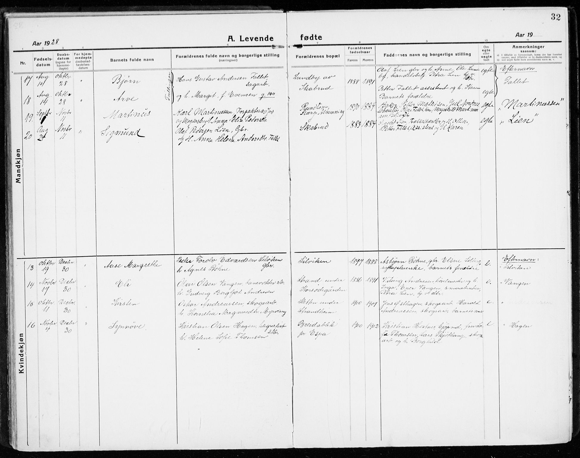 Stange prestekontor, AV/SAH-PREST-002/K/L0025: Parish register (official) no. 25, 1921-1945, p. 32